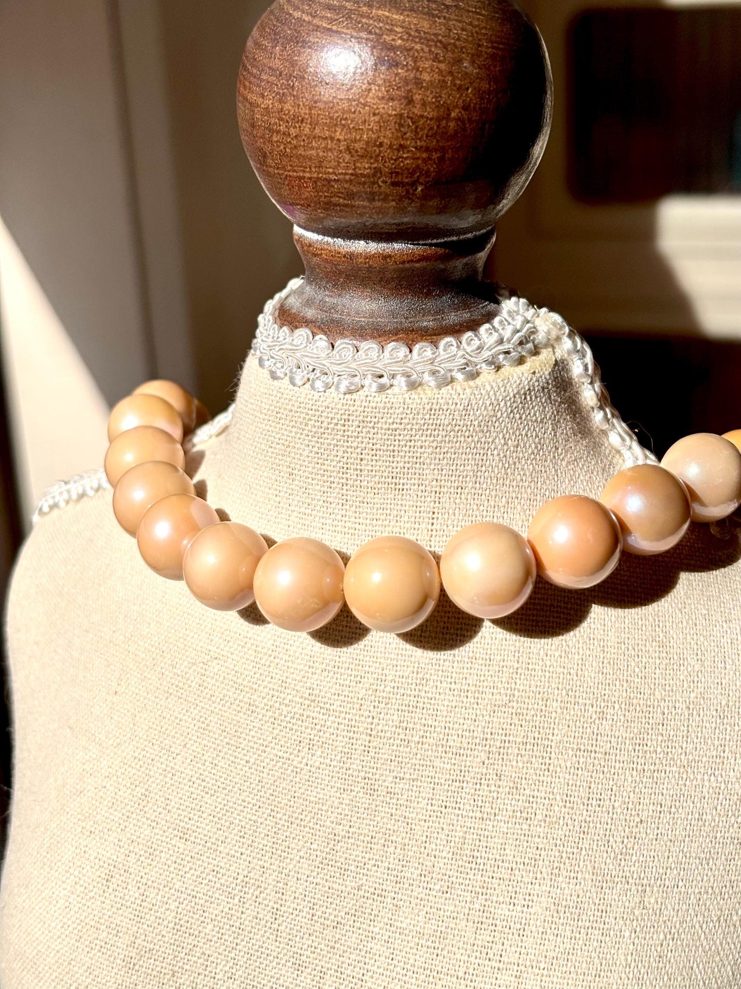 Velvet Aura - Nude Baroque Pearl Necklace, Minimalist Freshwater Pearl Jewelry, Gift for Mum, June Birthstone