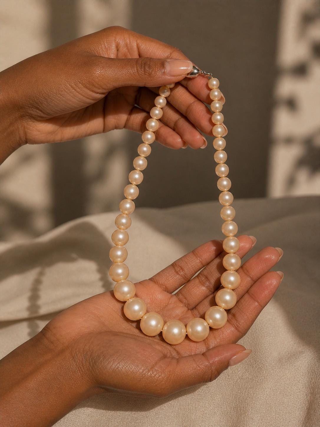 Velvet Aura - Nude Baroque Pearl Necklace, Minimalist Freshwater Pearl Jewelry, Gift for Mum, June Birthstone