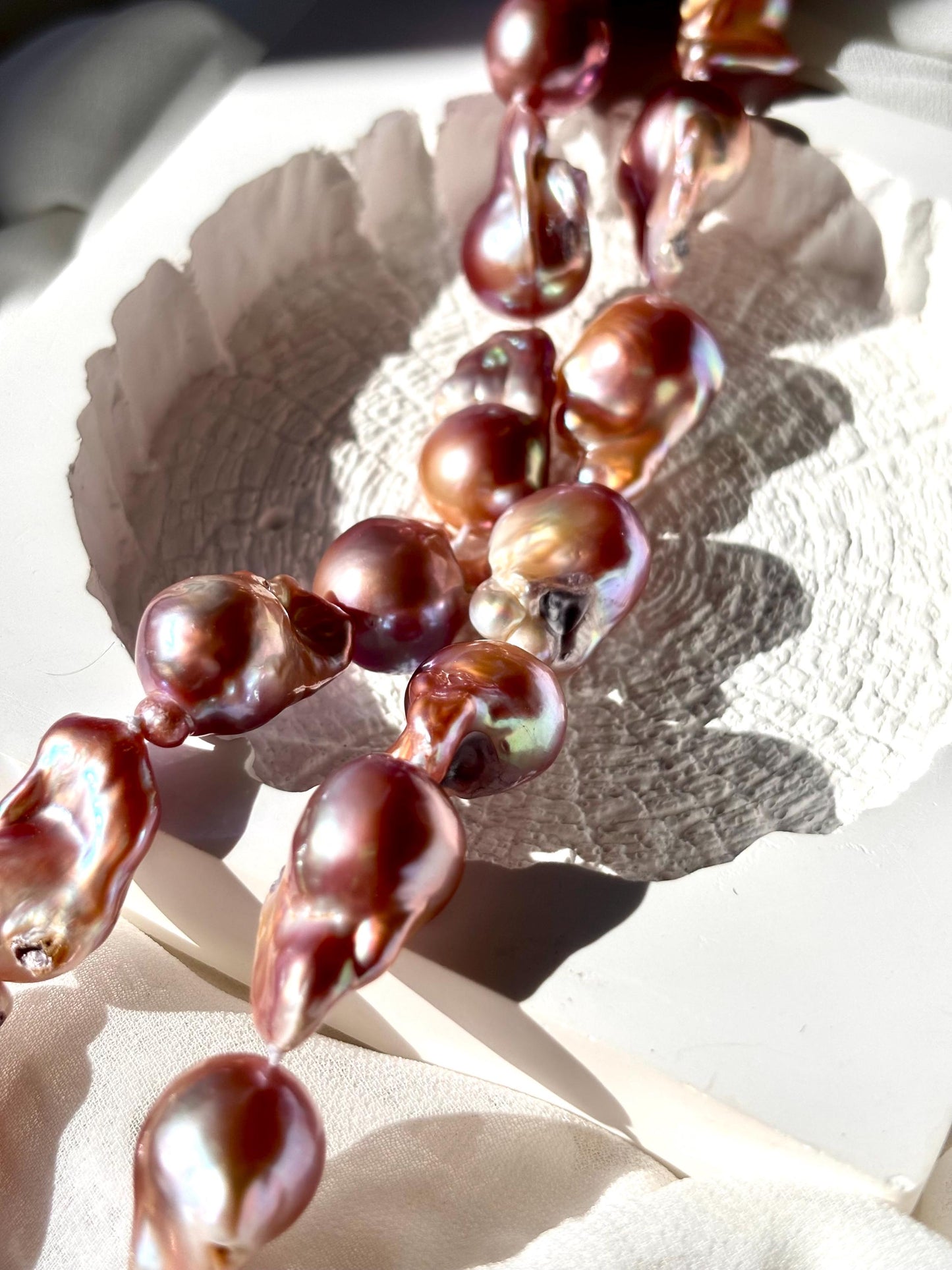 Solar Veil - Baroque Pearl Necklace, Purple Gold Freshwater Jewelry, Statement Fish Tail Necklace