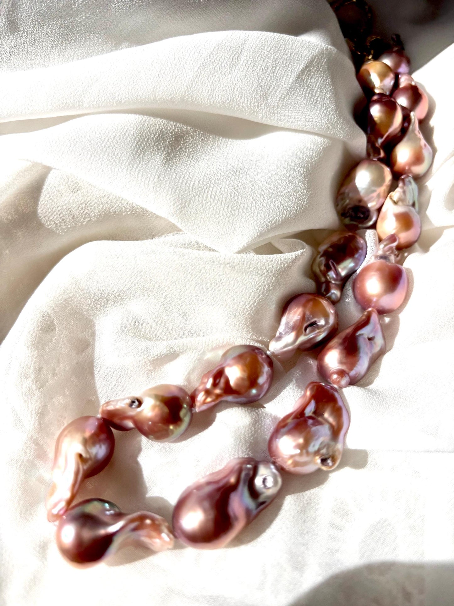 Solar Veil - Baroque Pearl Necklace, Purple Gold Freshwater Jewelry, Statement Fish Tail Necklace