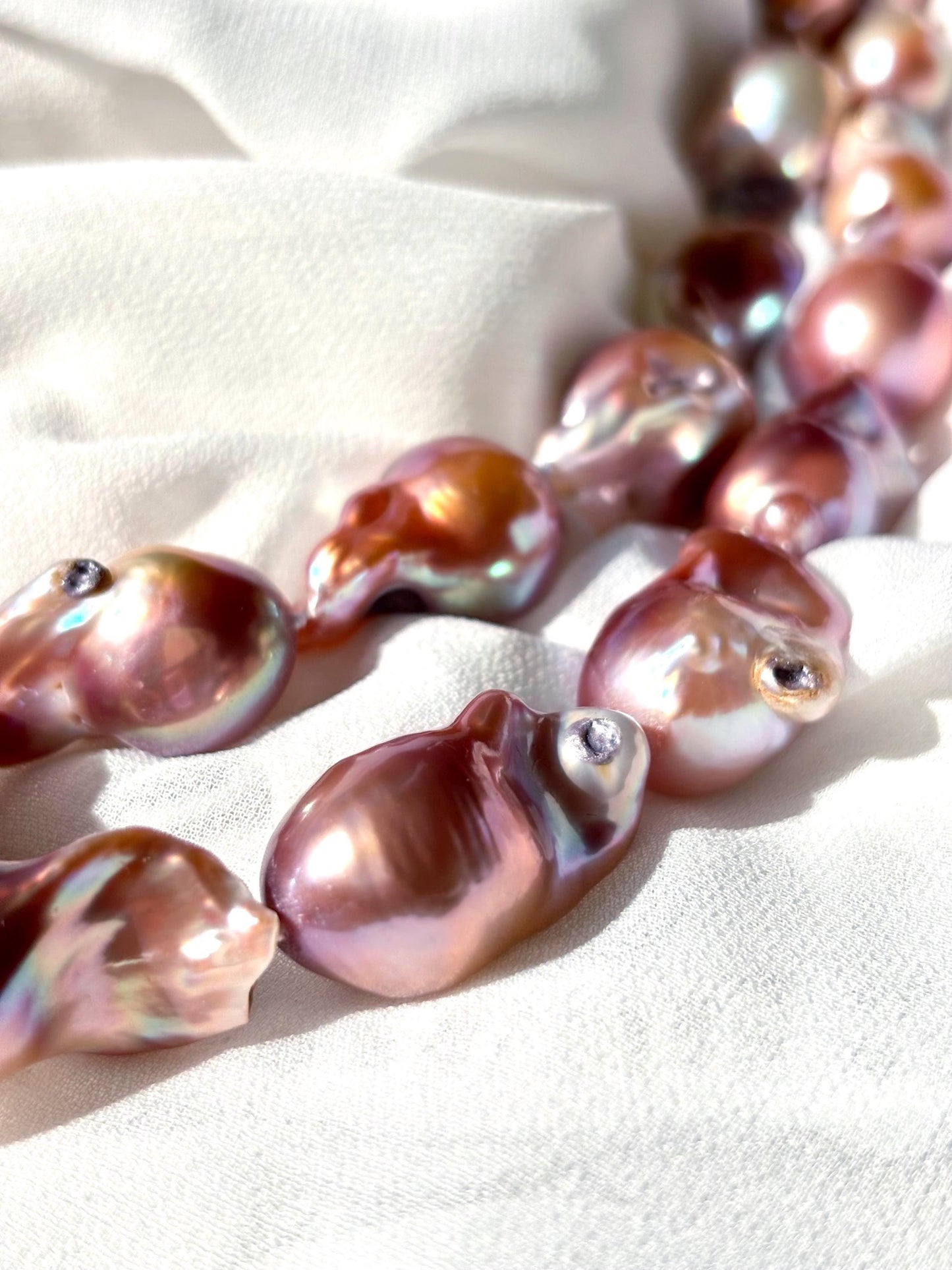 Solar Veil - Baroque Pearl Necklace, Purple Gold Freshwater Jewelry, Statement Fish Tail Necklace