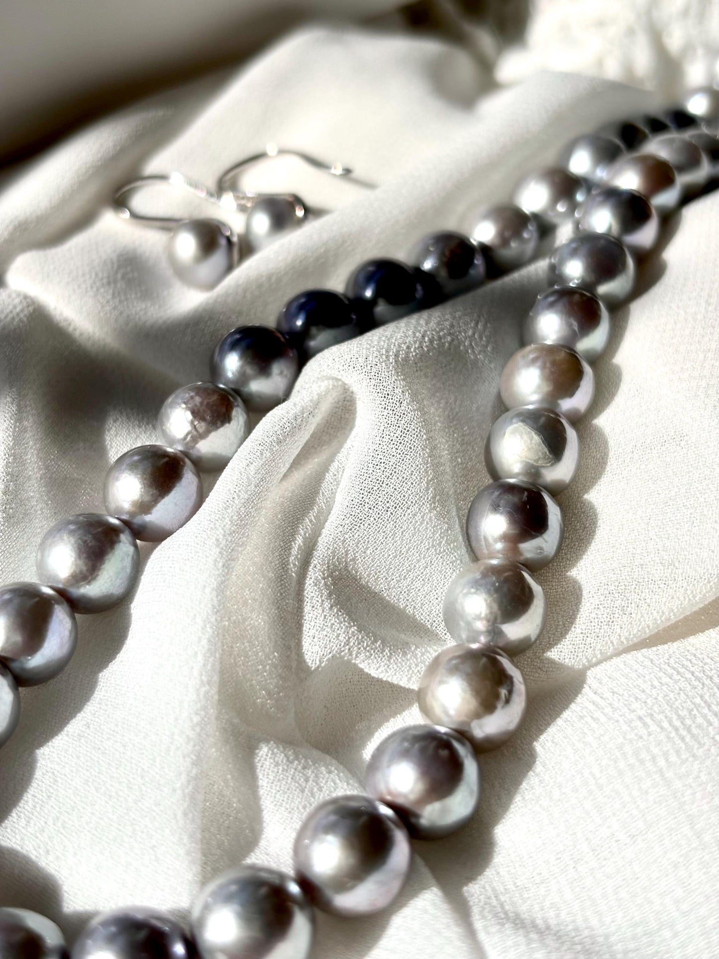 Moonmist Whisper - Silver Grey Pearl Necklace