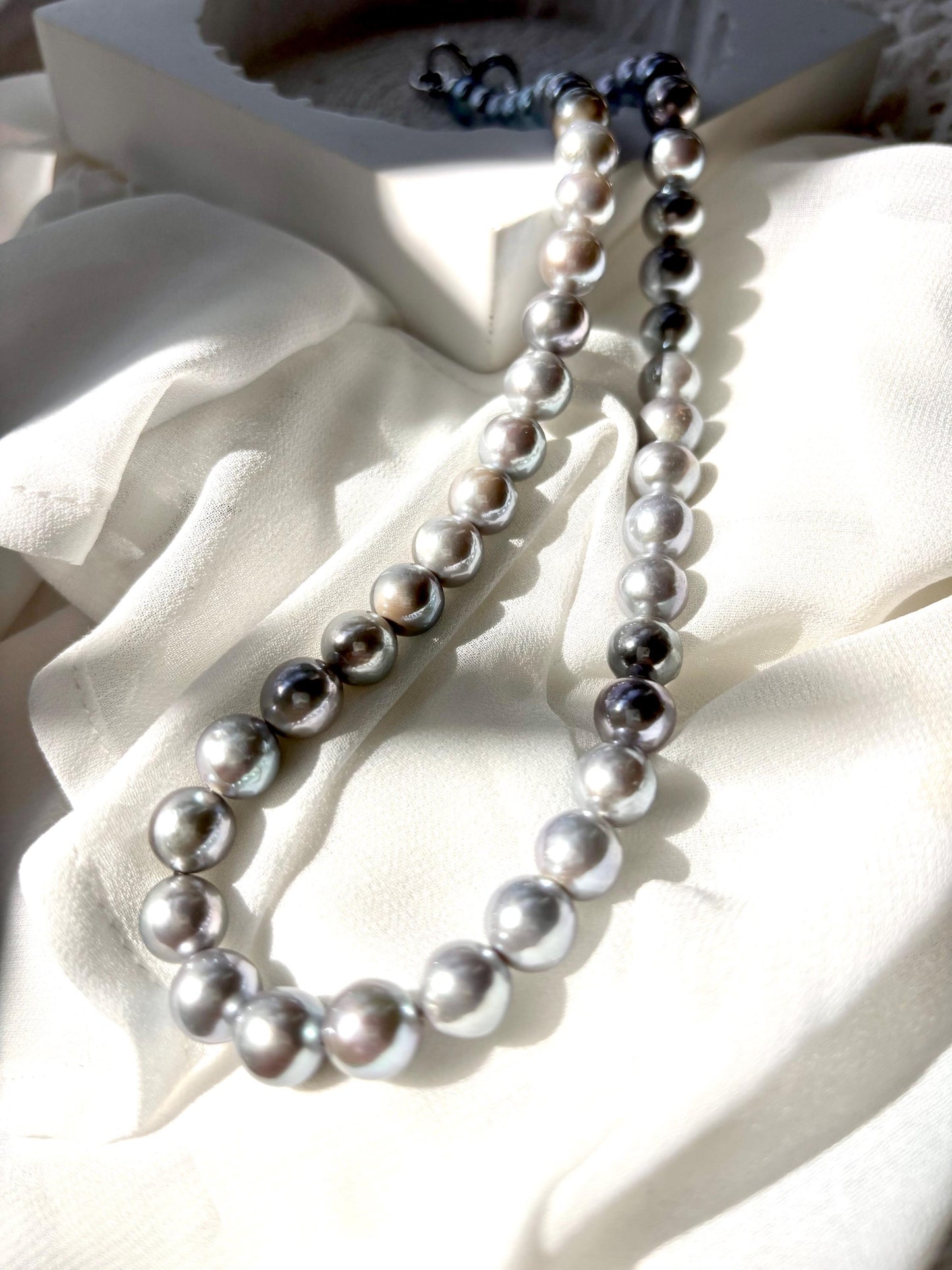 Moonmist Whisper - Silver Grey Pearl Necklace