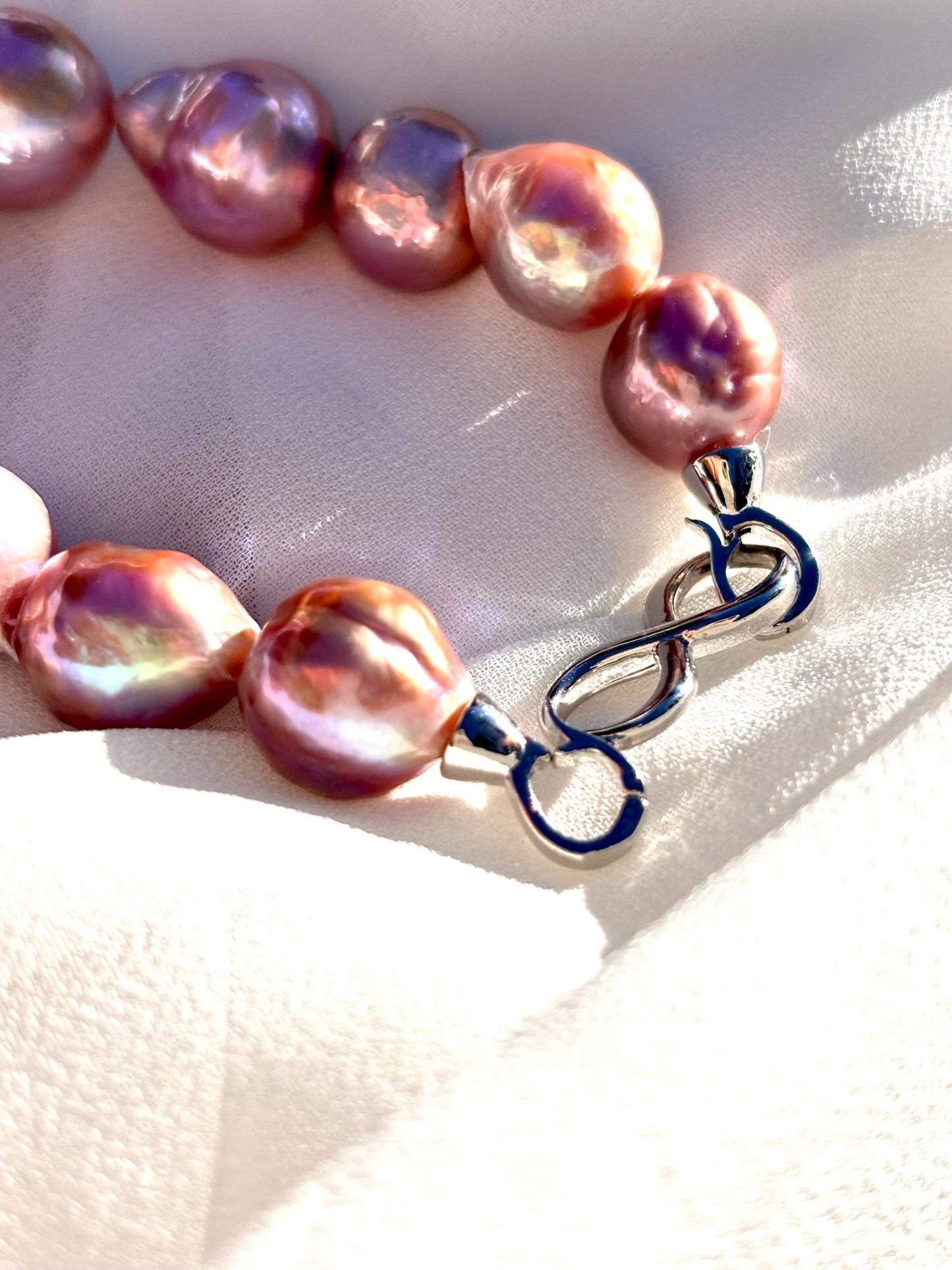 Velvet Moon-Freshwater Purple Baroque Pearl | Dainty Pearl Jewelry | Minimalist Sterling Silver Bracelet for Her