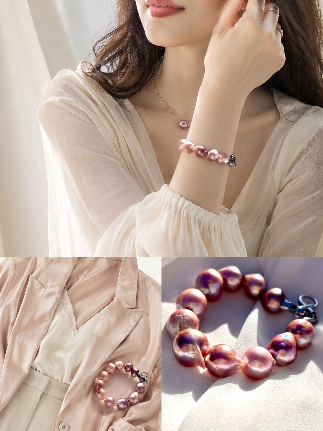 Velvet Moon-Freshwater Purple Baroque Pearl | Dainty Pearl Jewelry | Minimalist Sterling Silver Bracelet for Her