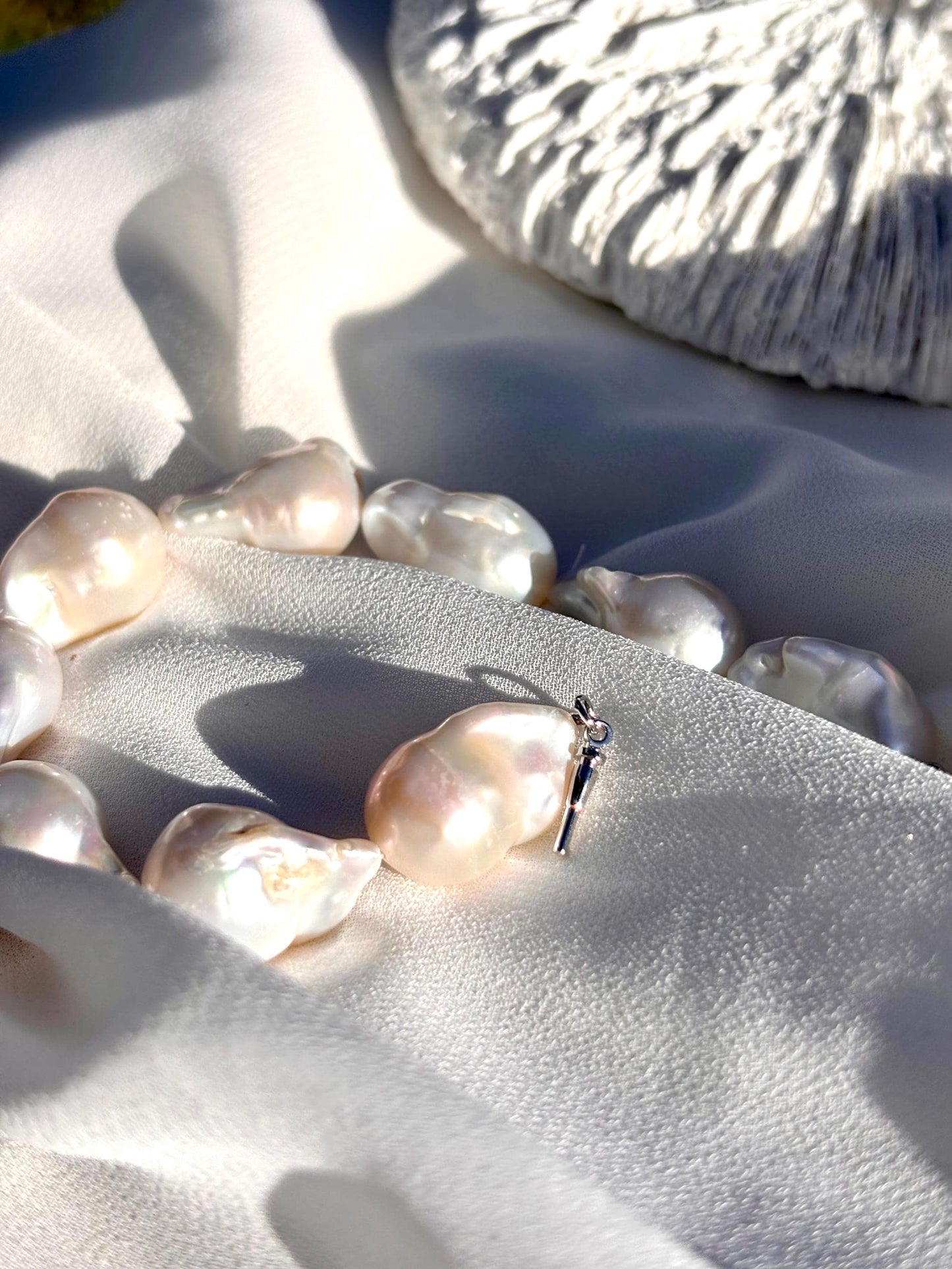 Luna Tide - White Fishtail Baroque Pearl | Freshwater Pearl Jewelry | Sterling Silver Bracelet for Her