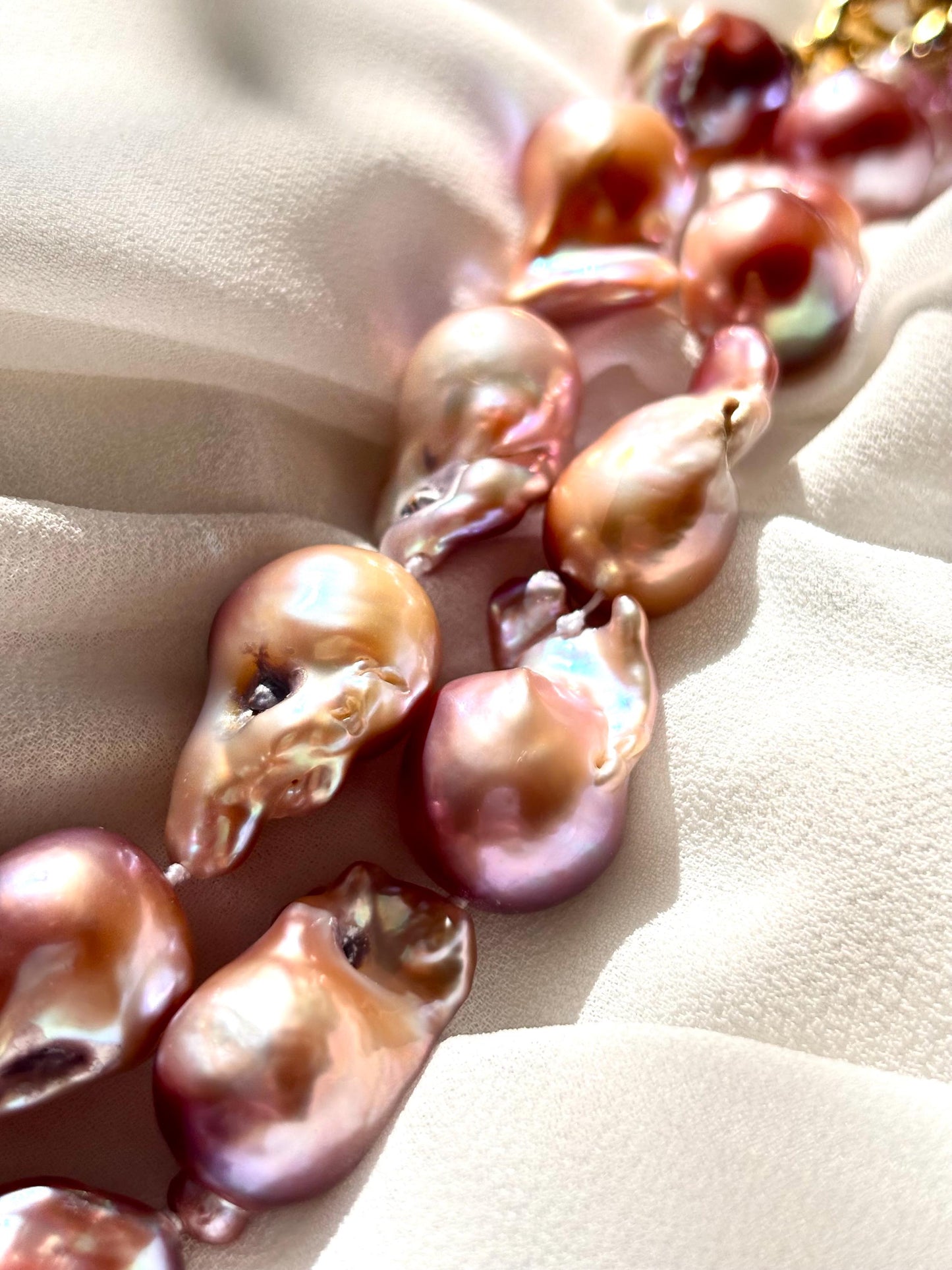 Solar Veil - Baroque Pearl Necklace, Purple Gold Freshwater Jewelry, Statement Fish Tail Necklace