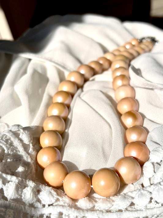 Velvet Aura - Nude Baroque Pearl Necklace, Minimalist Freshwater Pearl Jewelry, Gift for Mum, June Birthstone