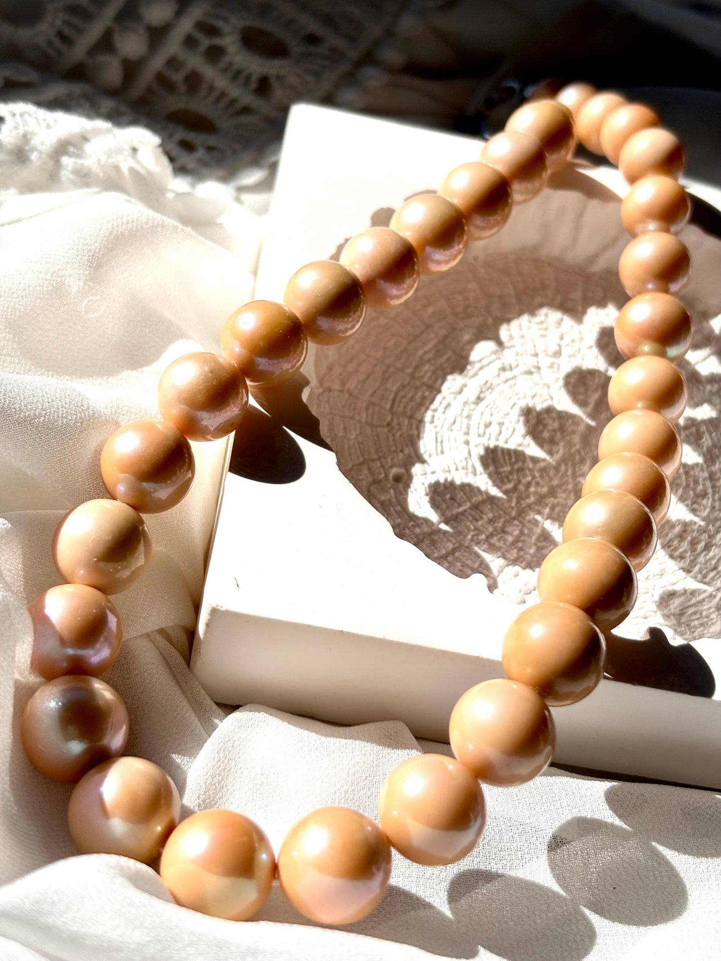 Velvet Aura - Nude Baroque Pearl Necklace, Minimalist Freshwater Pearl Jewelry, Gift for Mum, June Birthstone