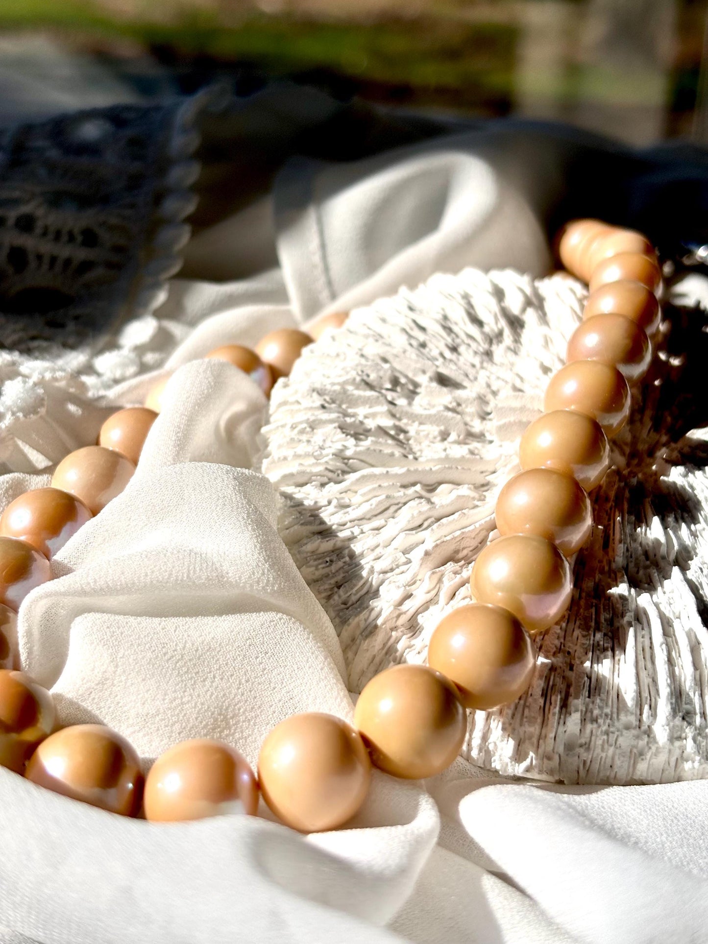 Velvet Aura - Nude Baroque Pearl Necklace, Minimalist Freshwater Pearl Jewelry, Gift for Mum, June Birthstone