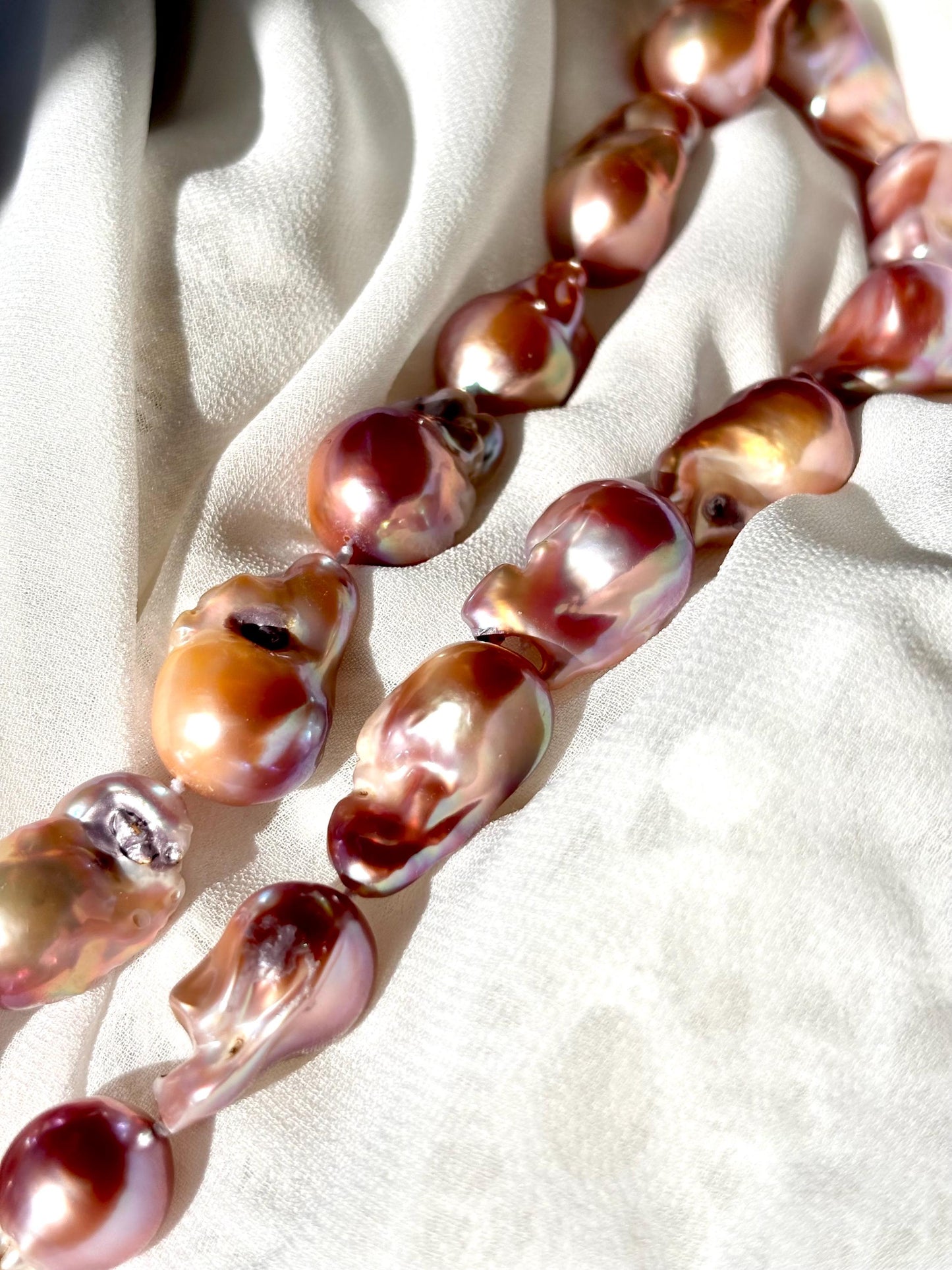 Solar Veil - Baroque Pearl Necklace, Purple Gold Freshwater Jewelry, Statement Fish Tail Necklace