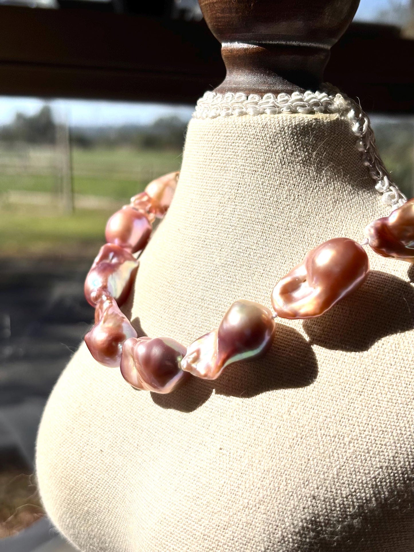 Solar Veil - Baroque Pearl Necklace, Purple Gold Freshwater Jewelry, Statement Fish Tail Necklace