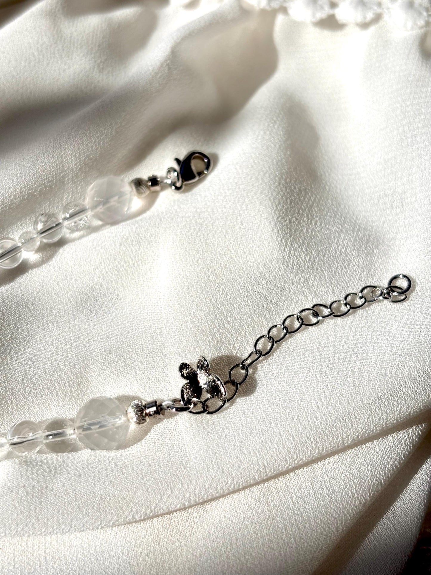 Lunareth - White Crystal Pearl Necklace | Freshwater Pearl Jewelry | Clear Quartz Spiritual Necklace | Elegant Healing Jewelry Gift
