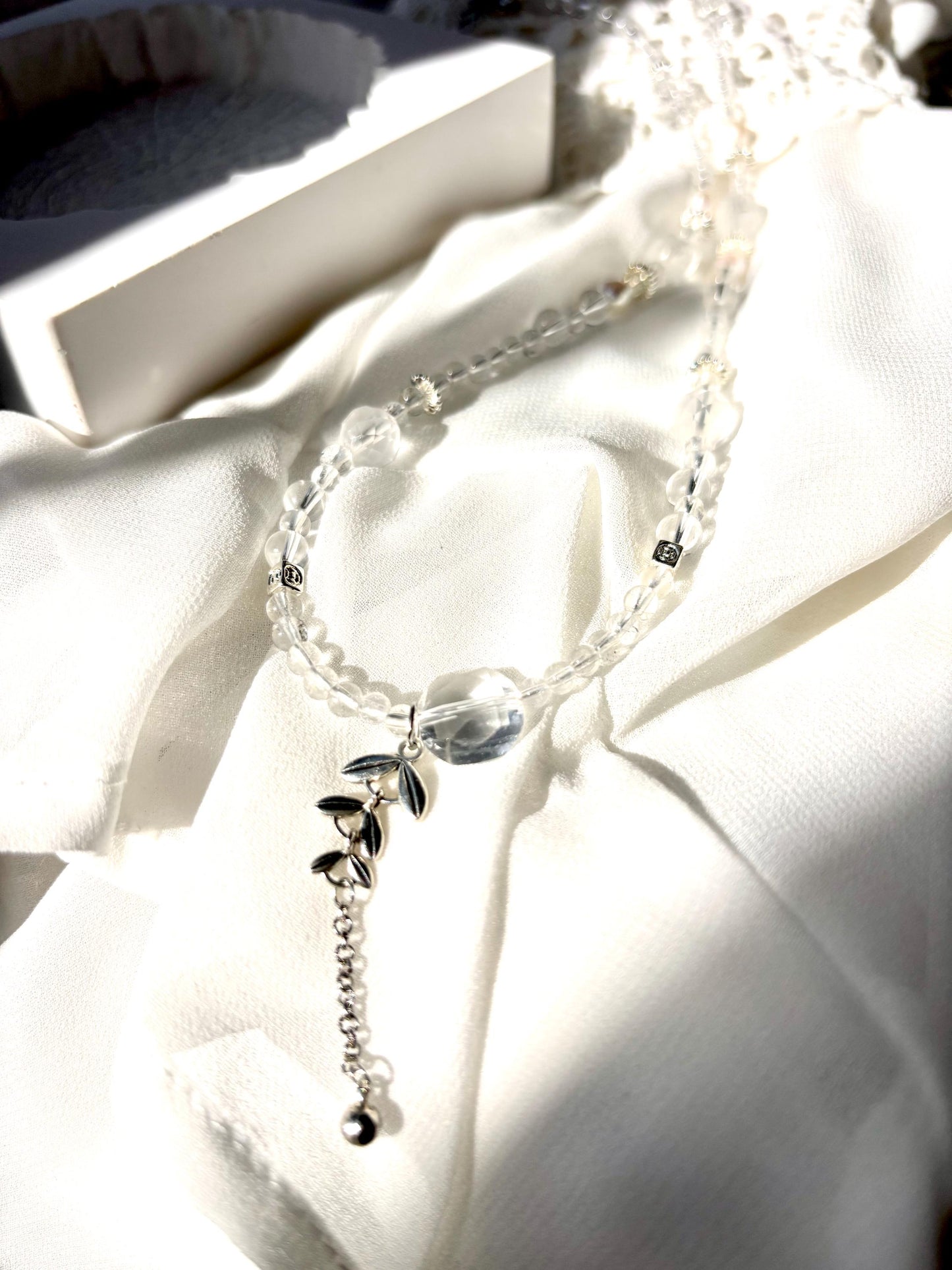 Lunareth - White Crystal Pearl Necklace | Freshwater Pearl Jewelry | Clear Quartz Spiritual Necklace | Elegant Healing Jewelry Gift