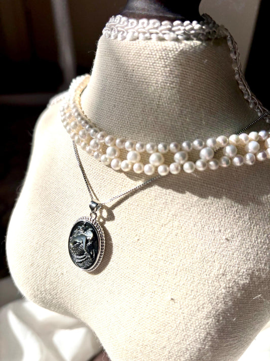 Vintage Woven Freshwater Pearl Necklace | Romantic Pearl Choker | 925 Sterling Silver Clasp | Timeless Bridal Jewelry