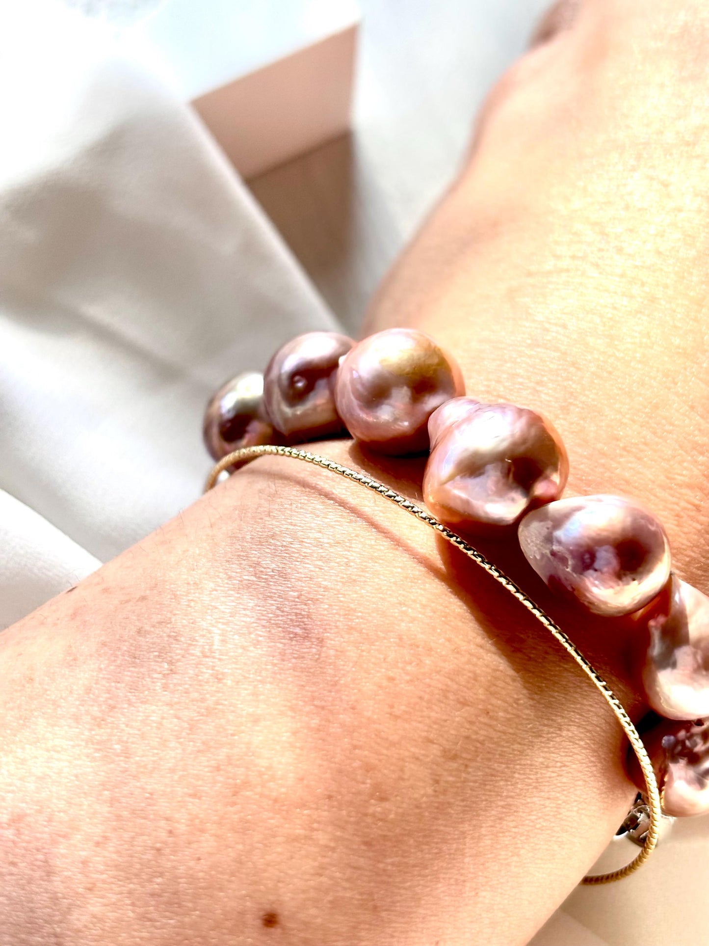 Velvet Moon-Freshwater Purple Baroque Pearl | Dainty Pearl Jewelry | Minimalist Sterling Silver Bracelet for Her