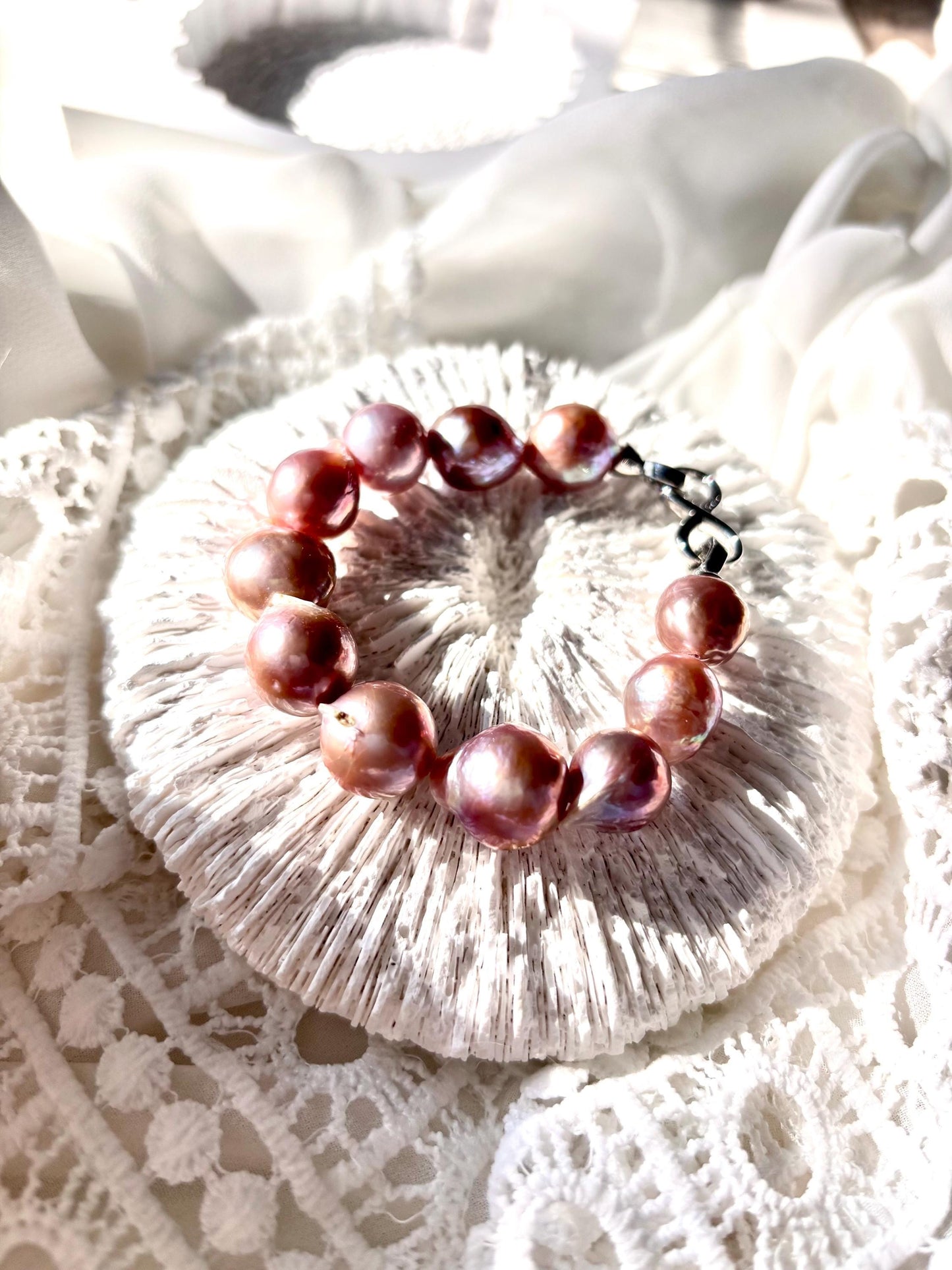 Velvet Moon-Freshwater Purple Baroque Pearl | Dainty Pearl Jewelry | Minimalist Sterling Silver Bracelet for Her