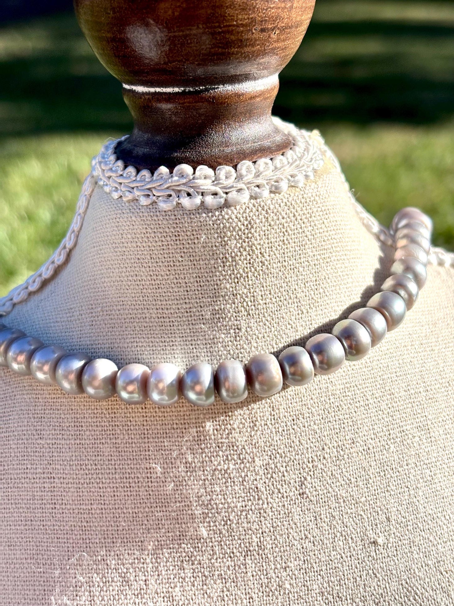Matte Grey Baroque Pearl Necklace | Freshwater Pearls, Silver Clasp, Everyday Elegance