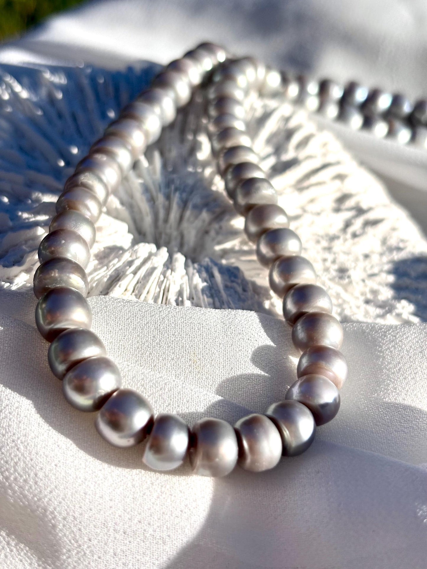 Matte Grey Baroque Pearl Necklace | Freshwater Pearls, Silver Clasp, Everyday Elegance