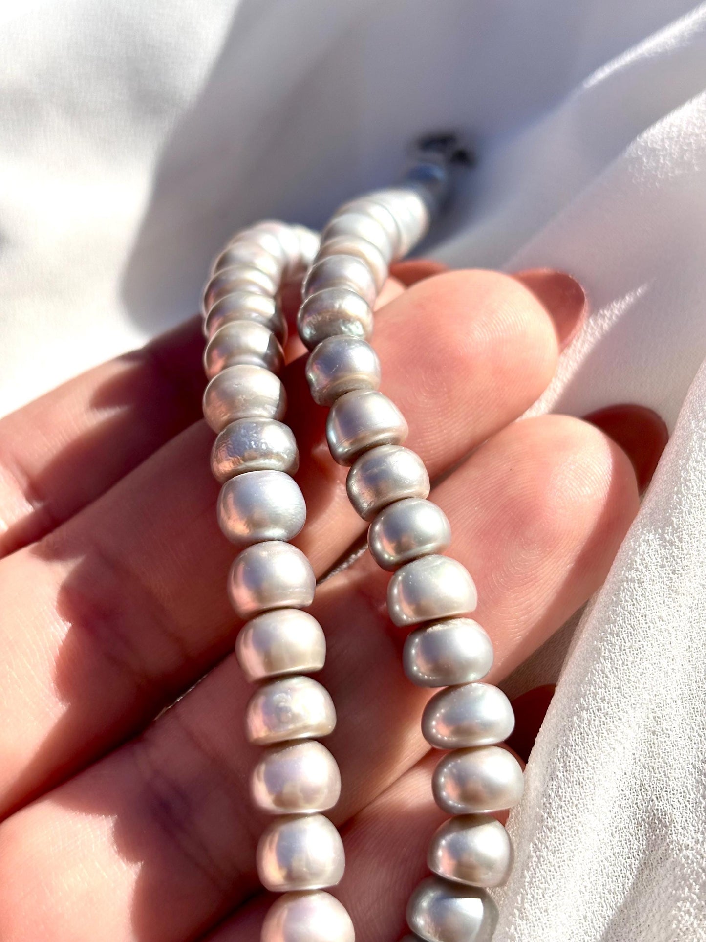 Matte Grey Baroque Pearl Necklace | Freshwater Pearls, Silver Clasp, Everyday Elegance