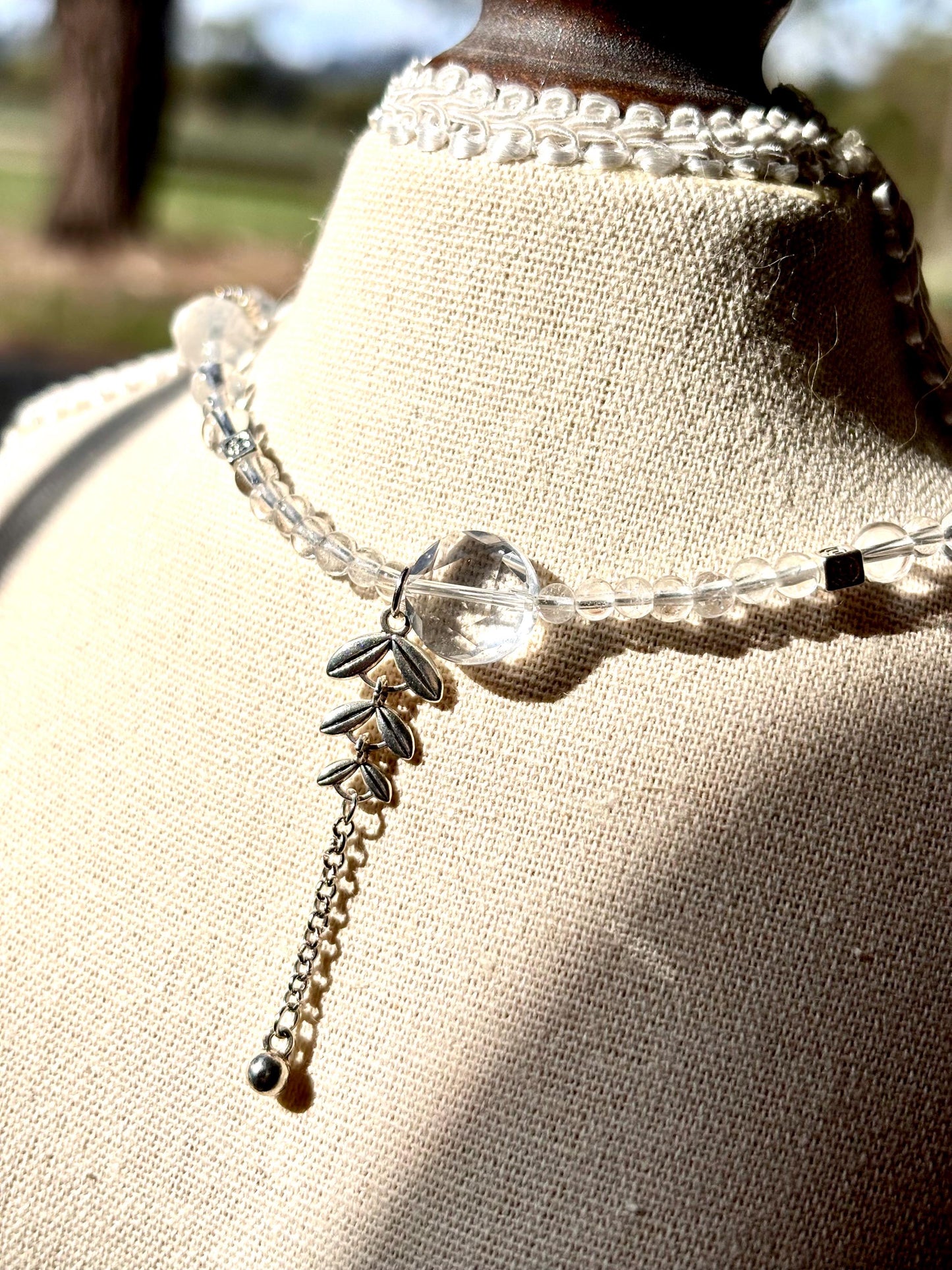 Lunareth - White Crystal Pearl Necklace | Freshwater Pearl Jewelry | Clear Quartz Spiritual Necklace | Elegant Healing Jewelry Gift