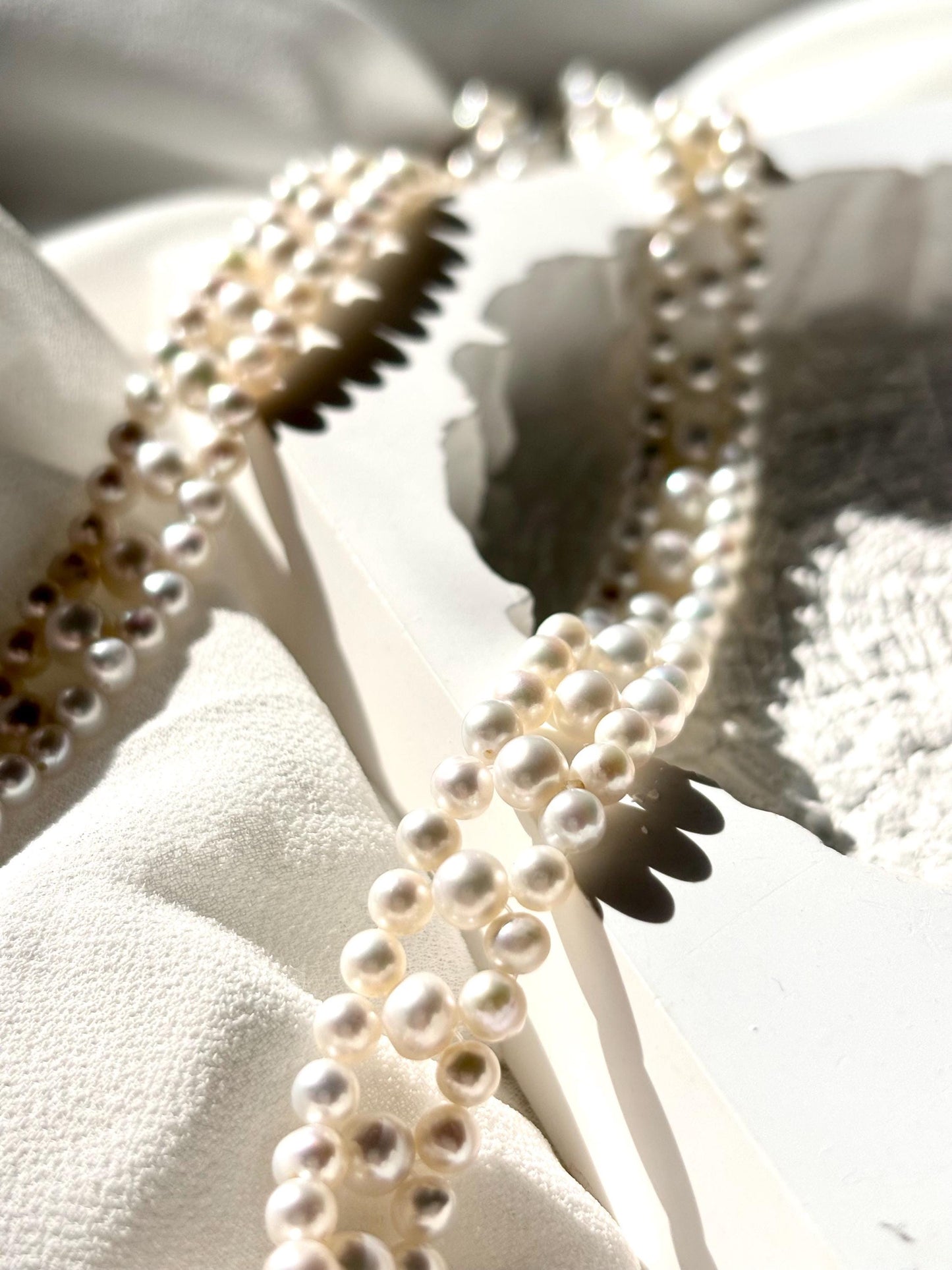 Vintage Woven Freshwater Pearl Necklace | Romantic Pearl Choker | 925 Sterling Silver Clasp | Timeless Bridal Jewelry
