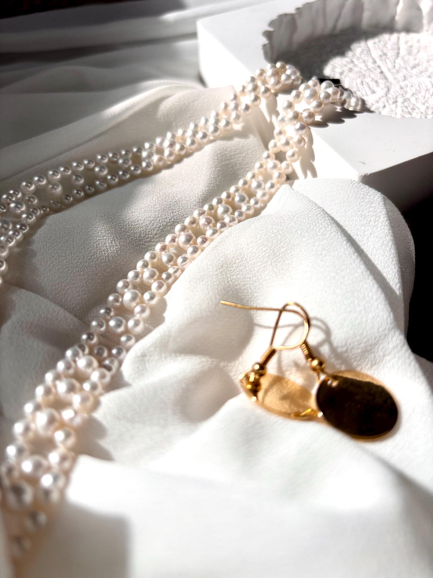 Vintage Woven Freshwater Pearl Necklace | Romantic Pearl Choker | 925 Sterling Silver Clasp | Timeless Bridal Jewelry