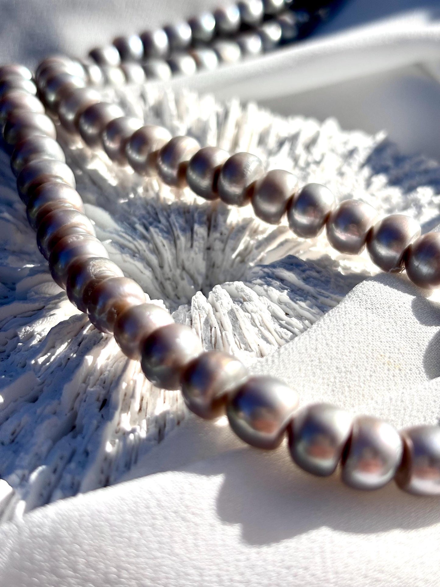 Matte Grey Baroque Pearl Necklace | Freshwater Pearls, Silver Clasp, Everyday Elegance
