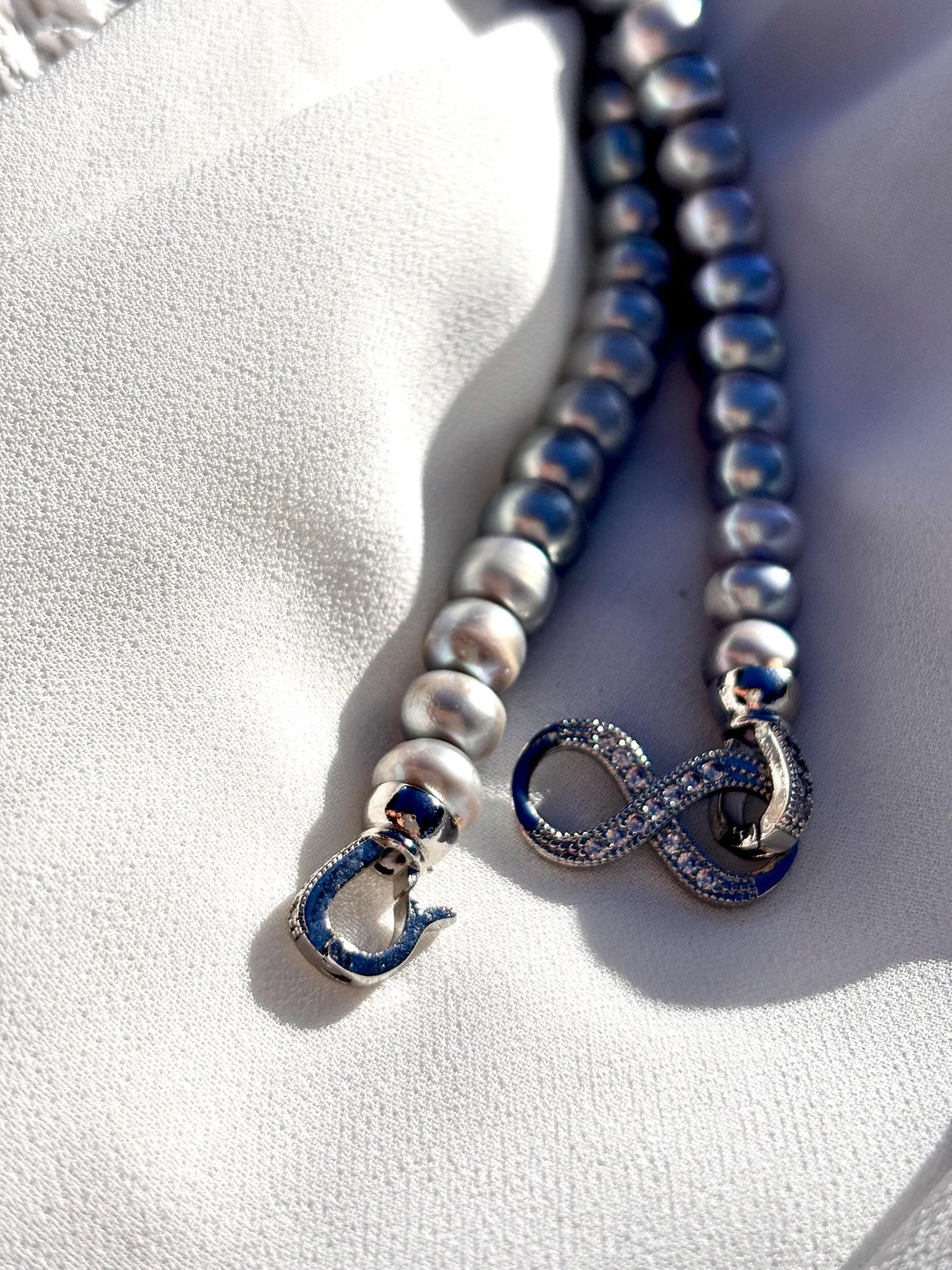 Matte Grey Baroque Pearl Necklace | Freshwater Pearls, Silver Clasp, Everyday Elegance