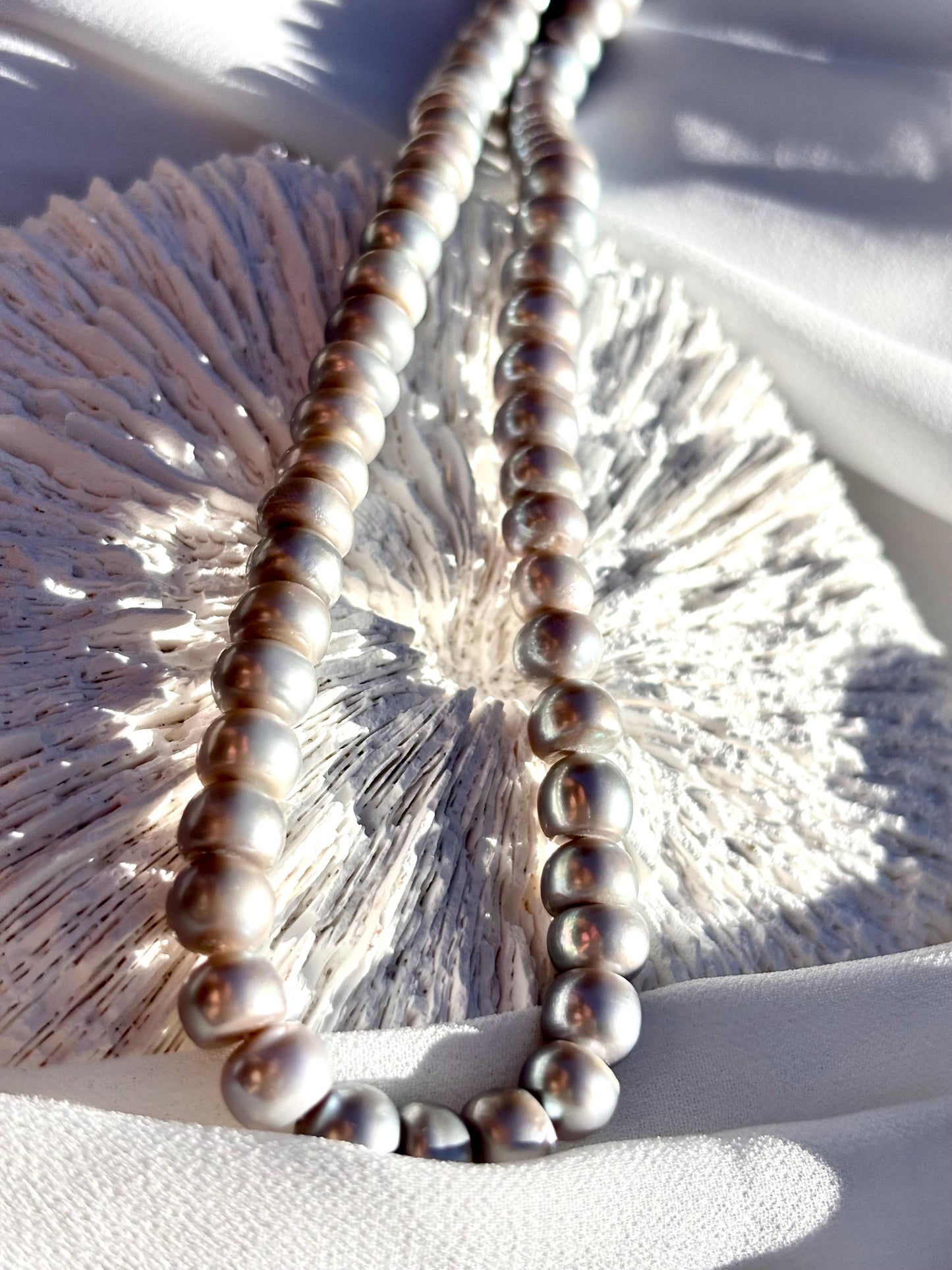 Matte Grey Baroque Pearl Necklace | Freshwater Pearls, Silver Clasp, Everyday Elegance