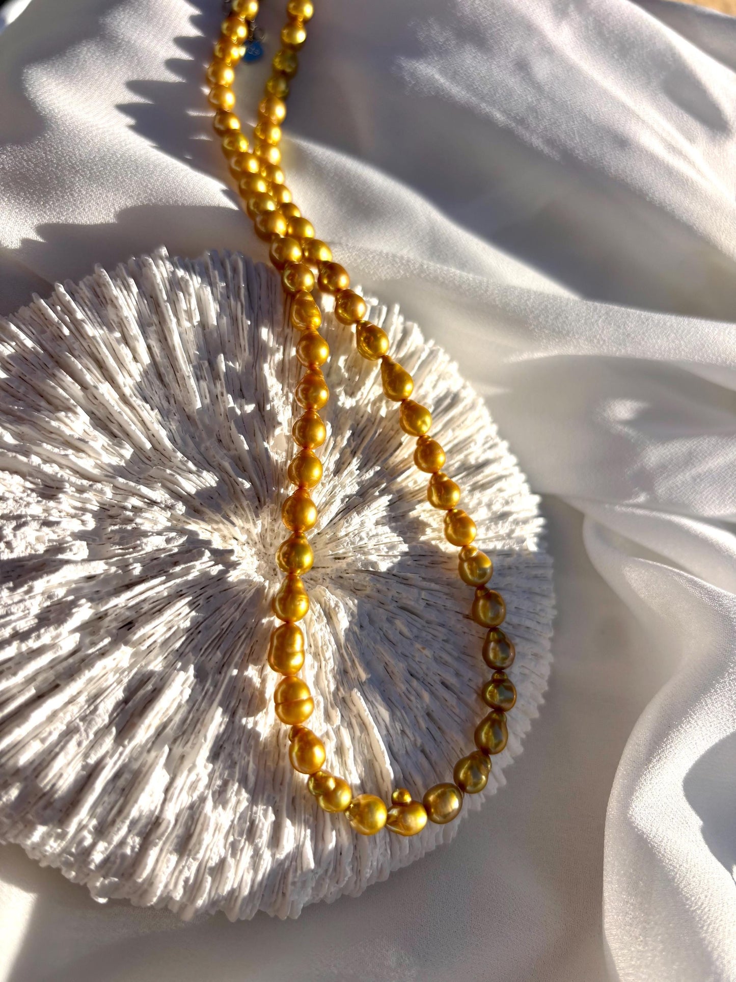 Golden Baroque Pearl Necklace | Caramel Popcorn Pearl Necklace | Freshwater Drop Pearl Jewelry