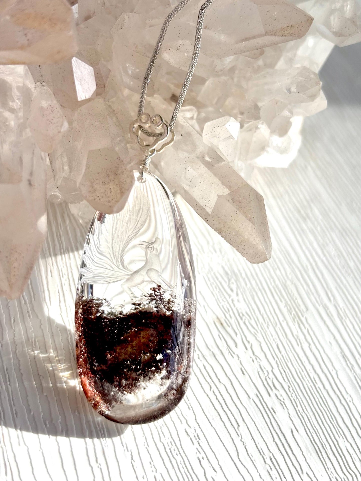 Celestial Fox –  Phantom Quartz Pendant | Sterling Silver Necklace | Nature Landscape Crystal | Spiritual Jewelry