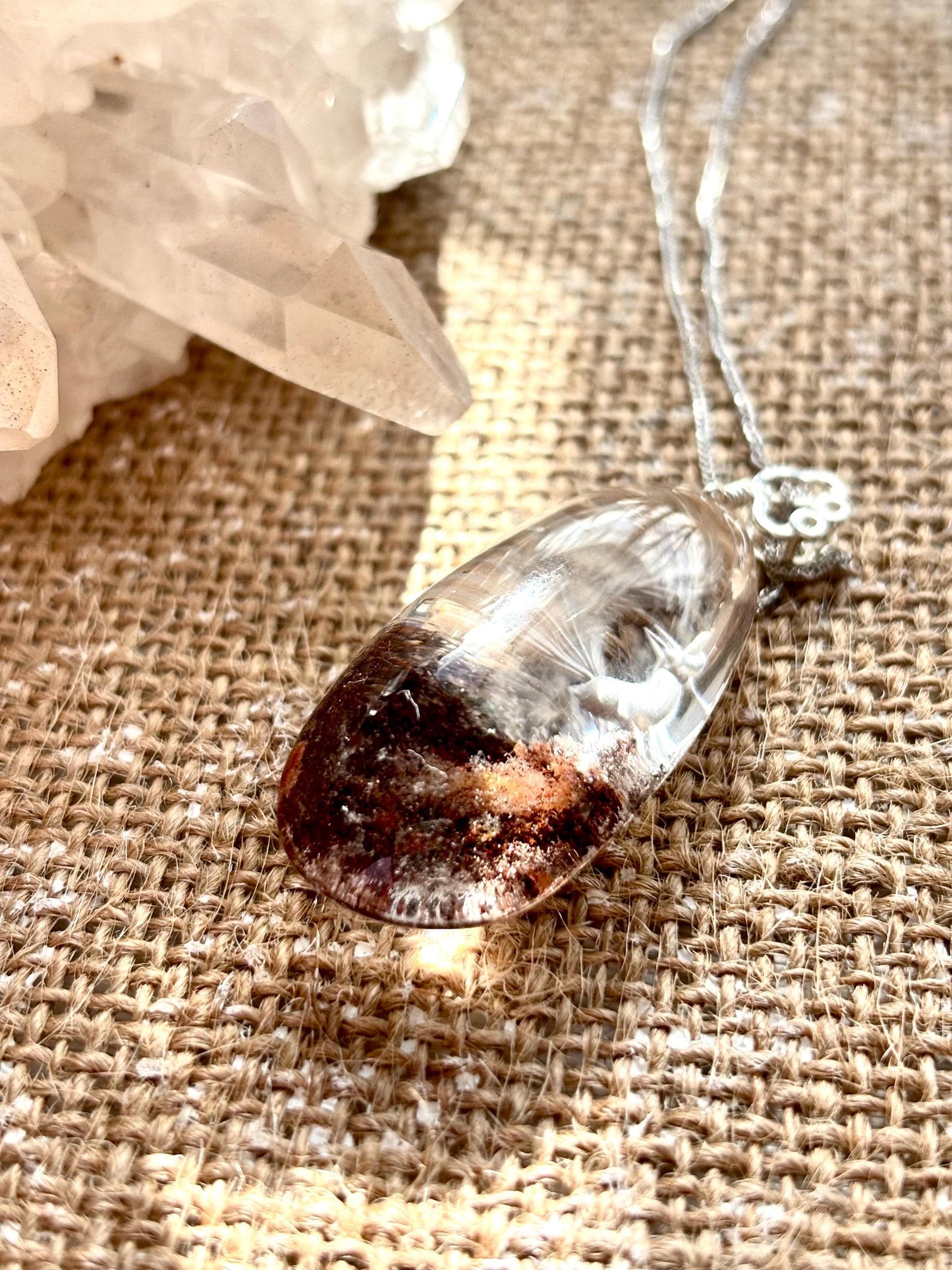 Celestial Fox –  Phantom Quartz Pendant | Sterling Silver Necklace | Nature Landscape Crystal | Spiritual Jewelry
