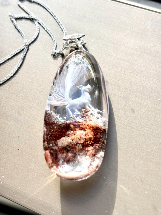 Celestial Fox –  Phantom Quartz Pendant | Sterling Silver Necklace | Nature Landscape Crystal | Spiritual Jewelry