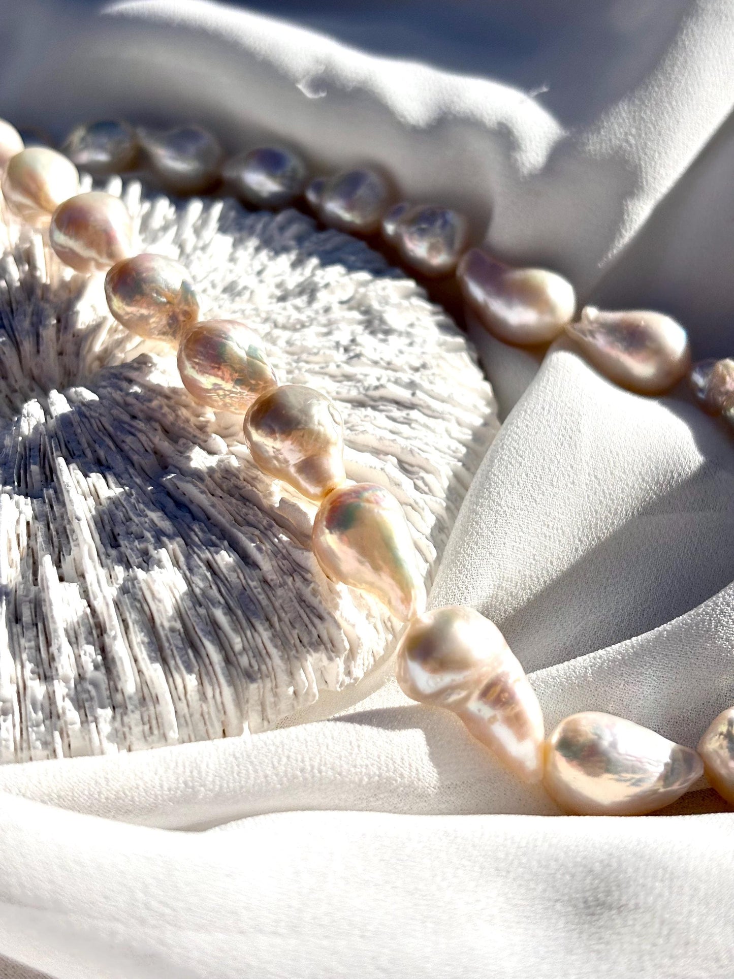 Moon Gourd – Natural White Freshwater Pearl Necklace | Large Baroque Gourd Pearls | Statement Pearl Jewelry | Handmade Gift