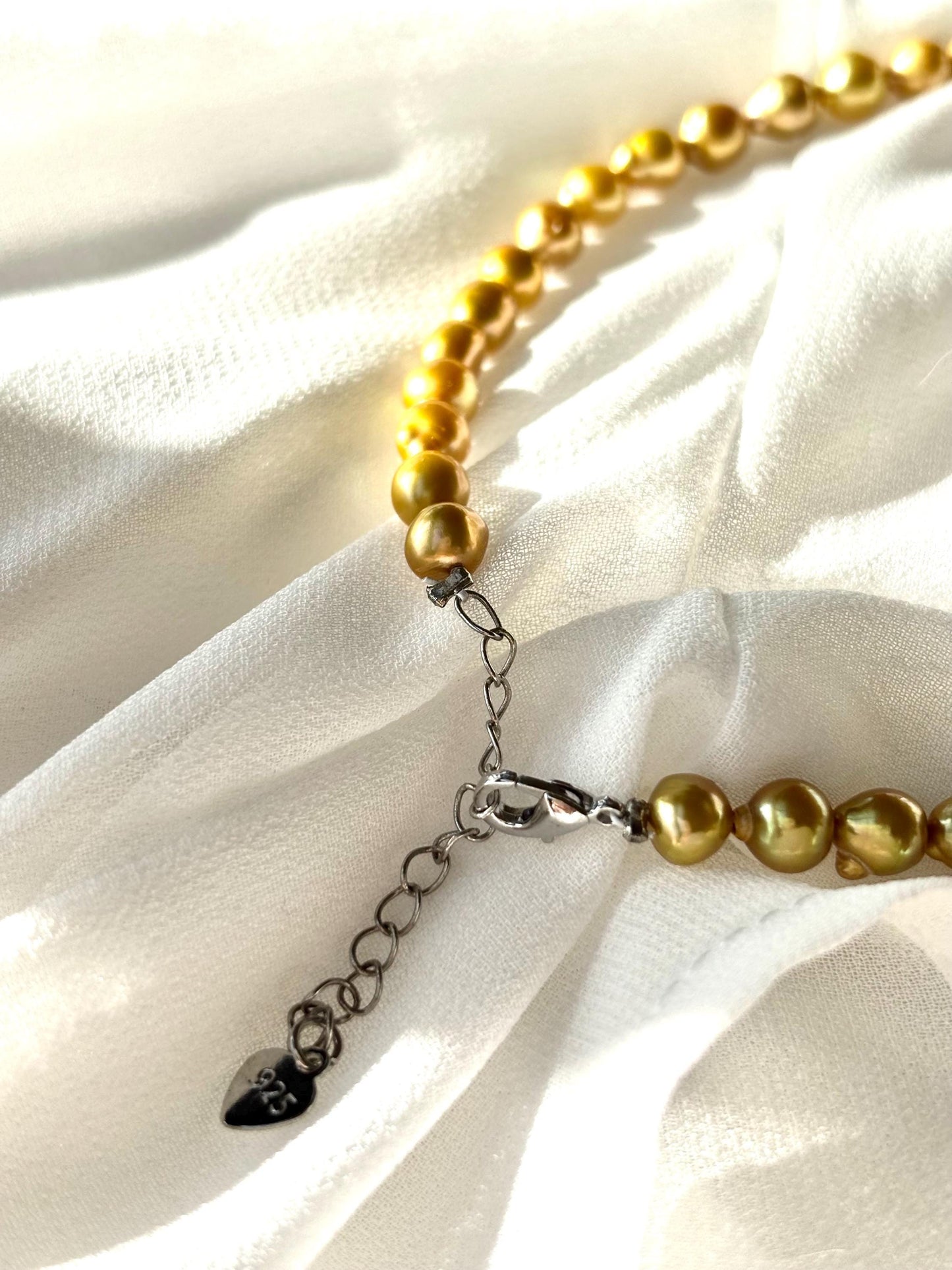 Golden Baroque Pearl Necklace | Caramel Popcorn Pearl Necklace | Freshwater Drop Pearl Jewelry