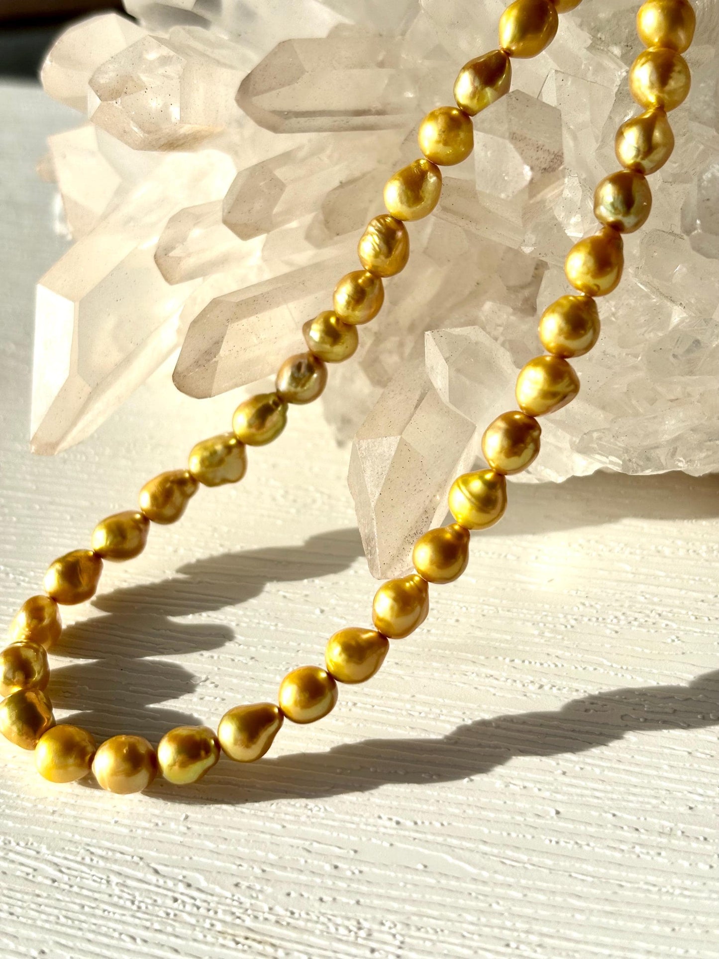 Golden Baroque Pearl Necklace | Caramel Popcorn Pearl Necklace | Freshwater Drop Pearl Jewelry
