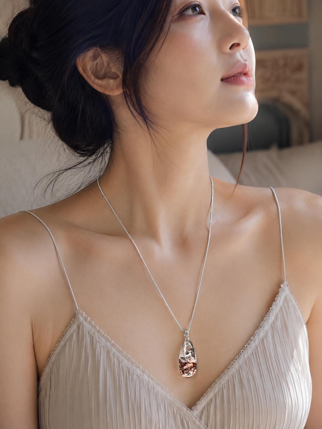 Celestial Fox –  Phantom Quartz Pendant | Sterling Silver Necklace | Nature Landscape Crystal | Spiritual Jewelry