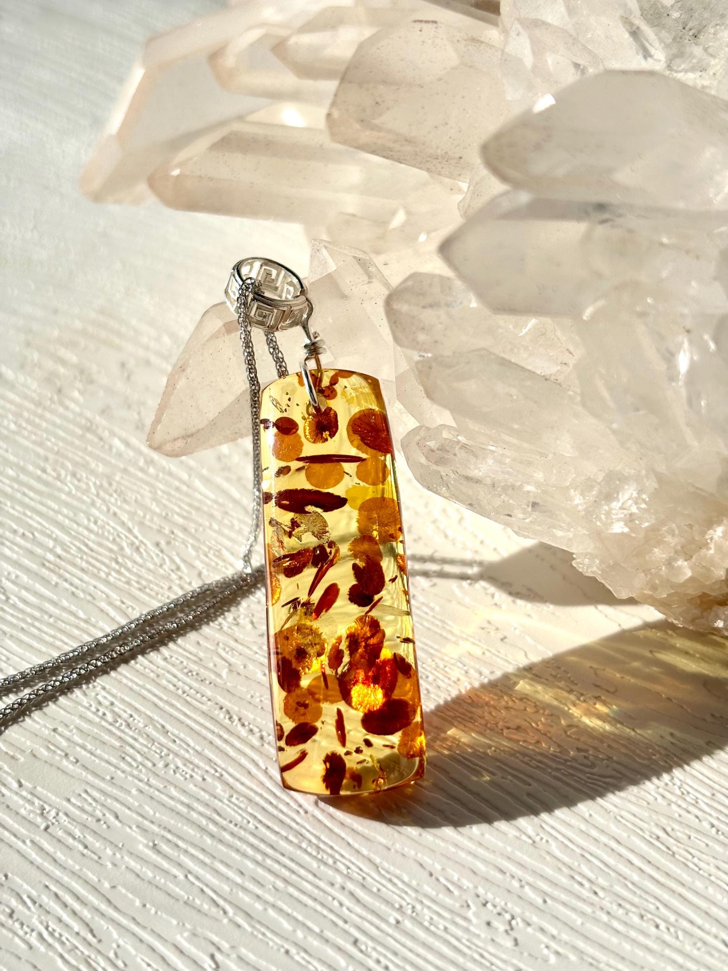Golden Ember – Ancient Light Amber Pendant Necklace | Natural Baltic Amber | Solid 925 Sterling Silver
