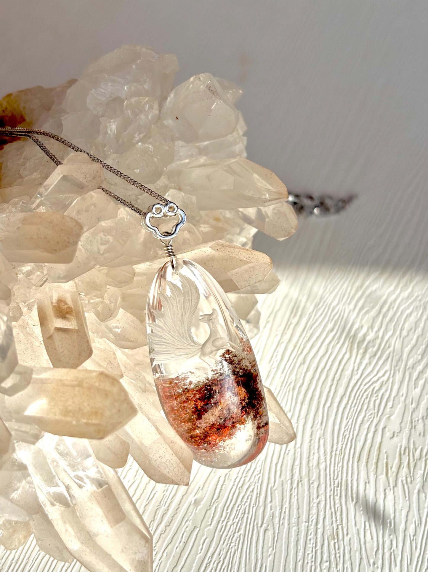 Celestial Fox –  Phantom Quartz Pendant | Sterling Silver Necklace | Nature Landscape Crystal | Spiritual Jewelry