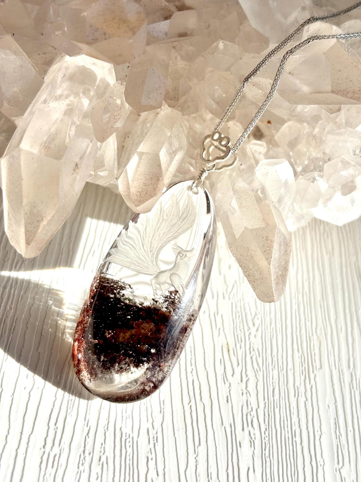 Celestial Fox –  Phantom Quartz Pendant | Sterling Silver Necklace | Nature Landscape Crystal | Spiritual Jewelry