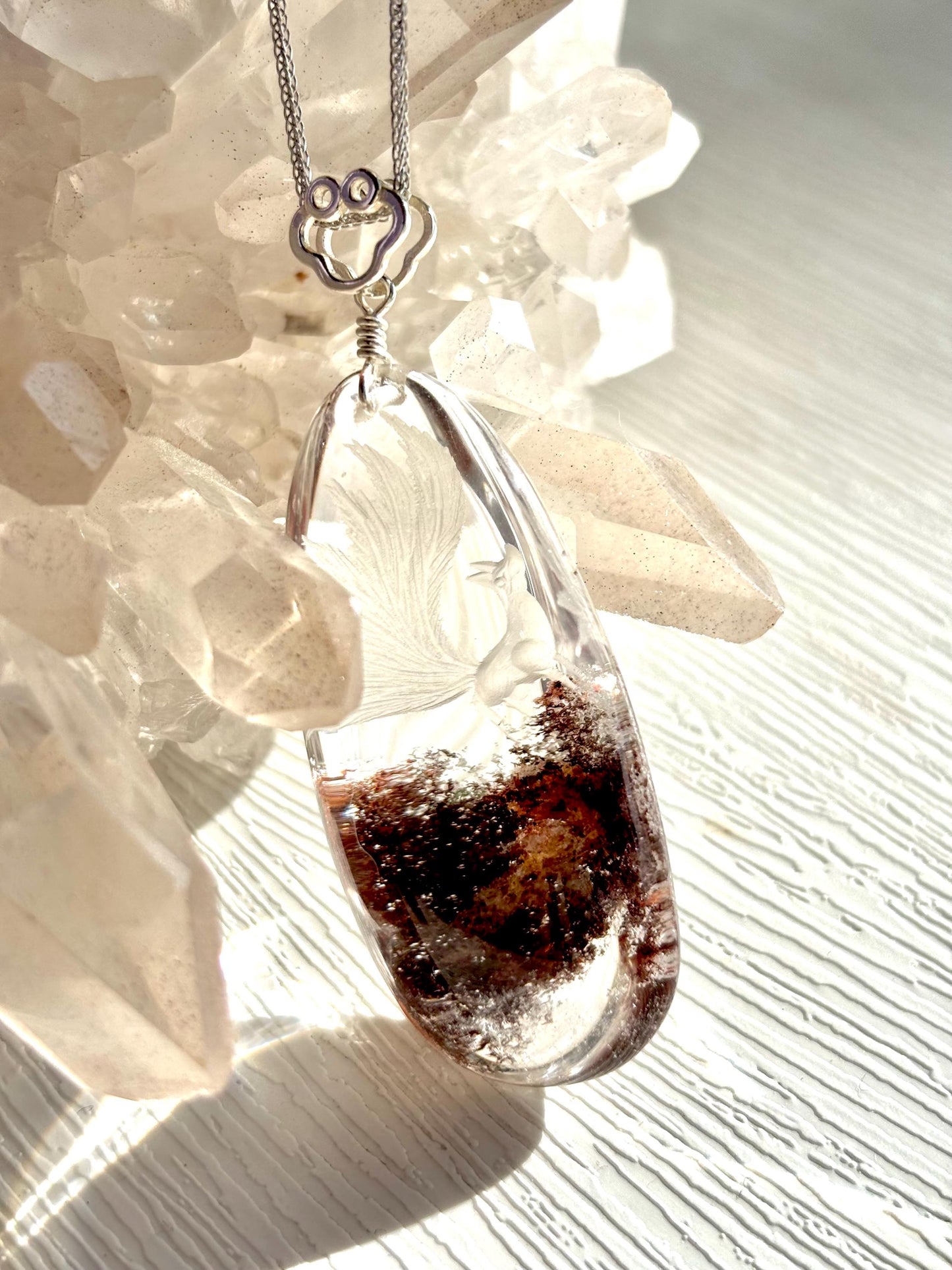 Celestial Fox –  Phantom Quartz Pendant | Sterling Silver Necklace | Nature Landscape Crystal | Spiritual Jewelry