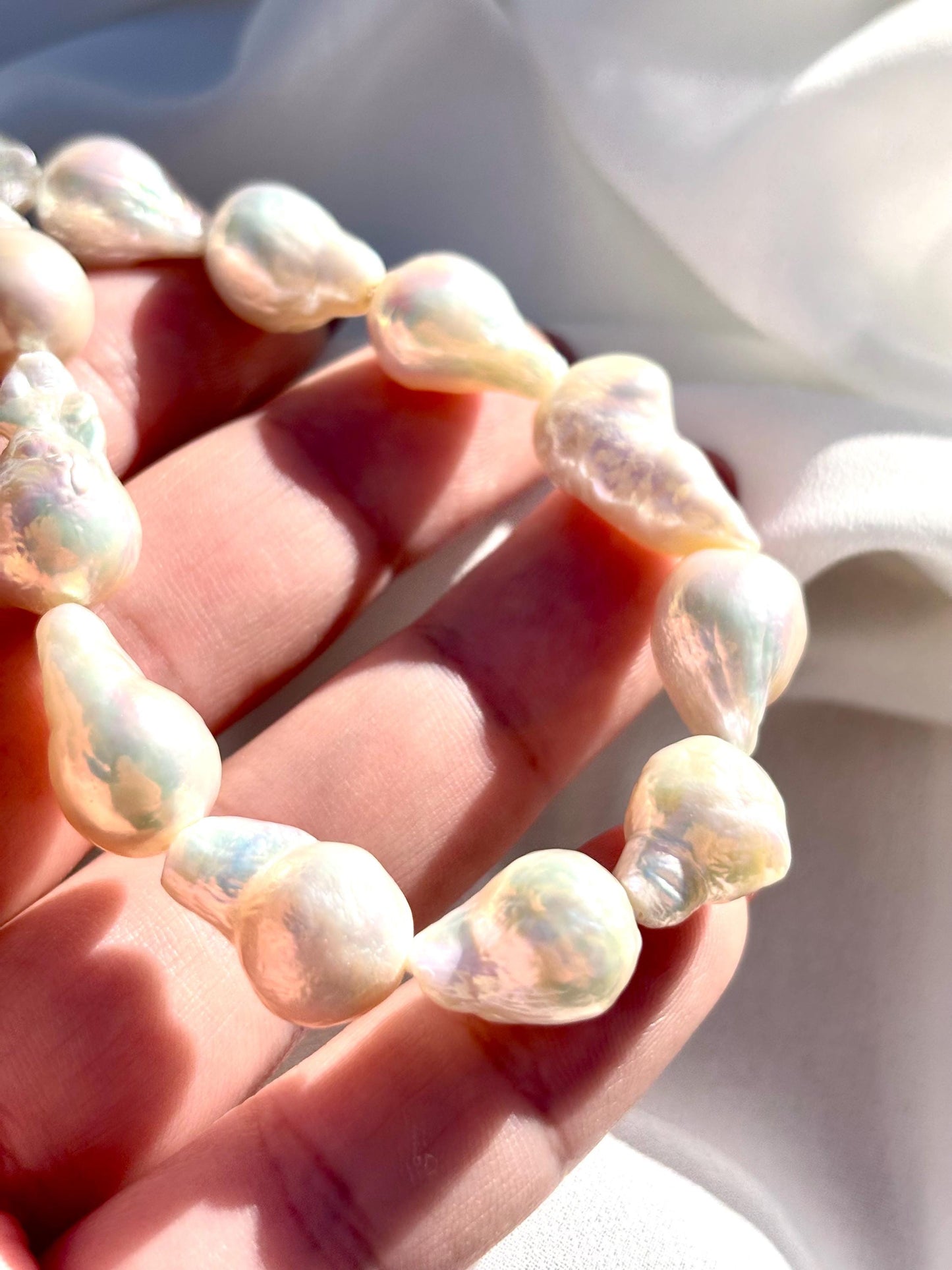 Moon Gourd – Natural White Freshwater Pearl Necklace | Large Baroque Gourd Pearls | Statement Pearl Jewelry | Handmade Gift