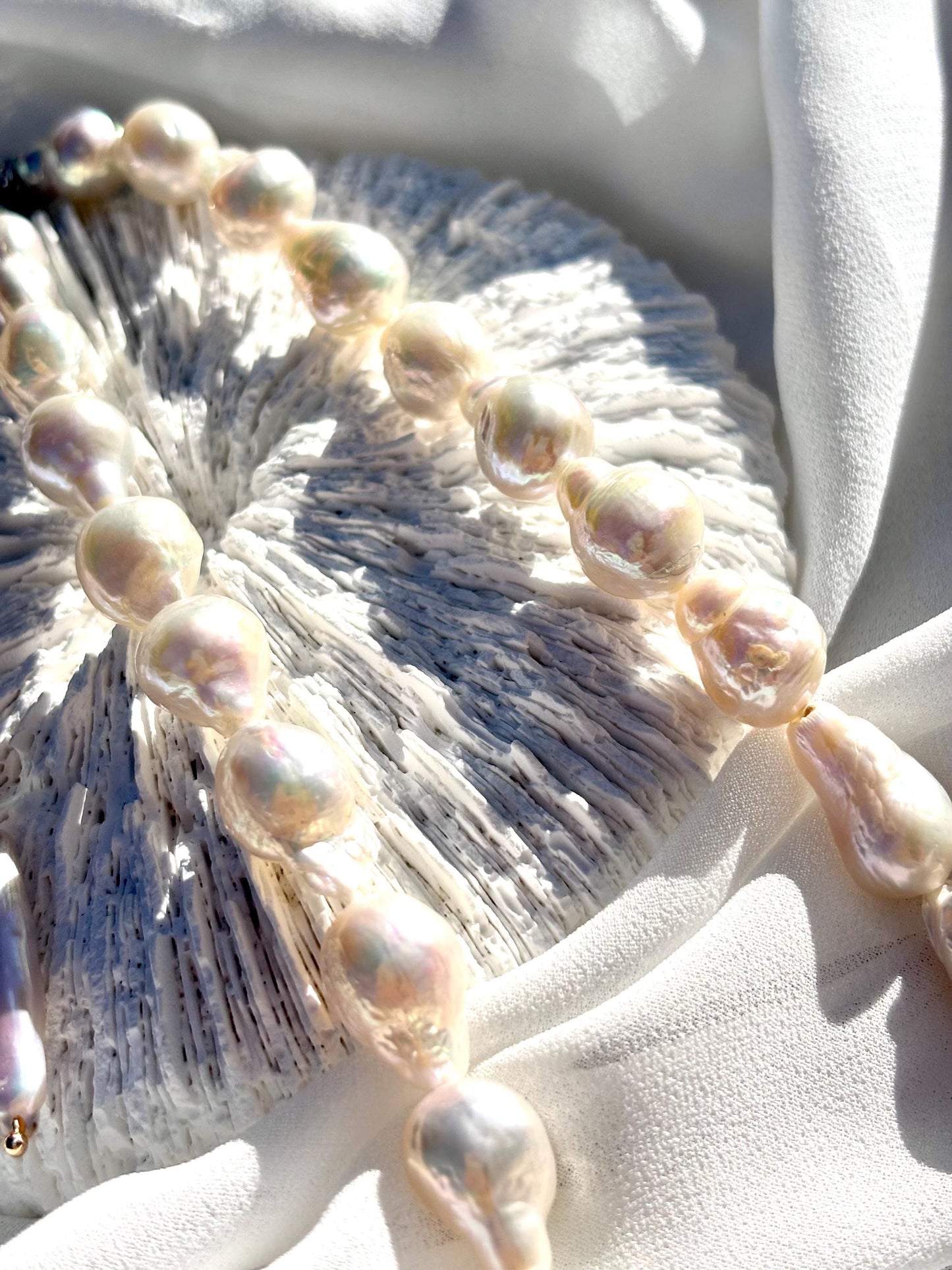 Moon Gourd – Natural White Freshwater Pearl Necklace | Large Baroque Gourd Pearls | Statement Pearl Jewelry | Handmade Gift