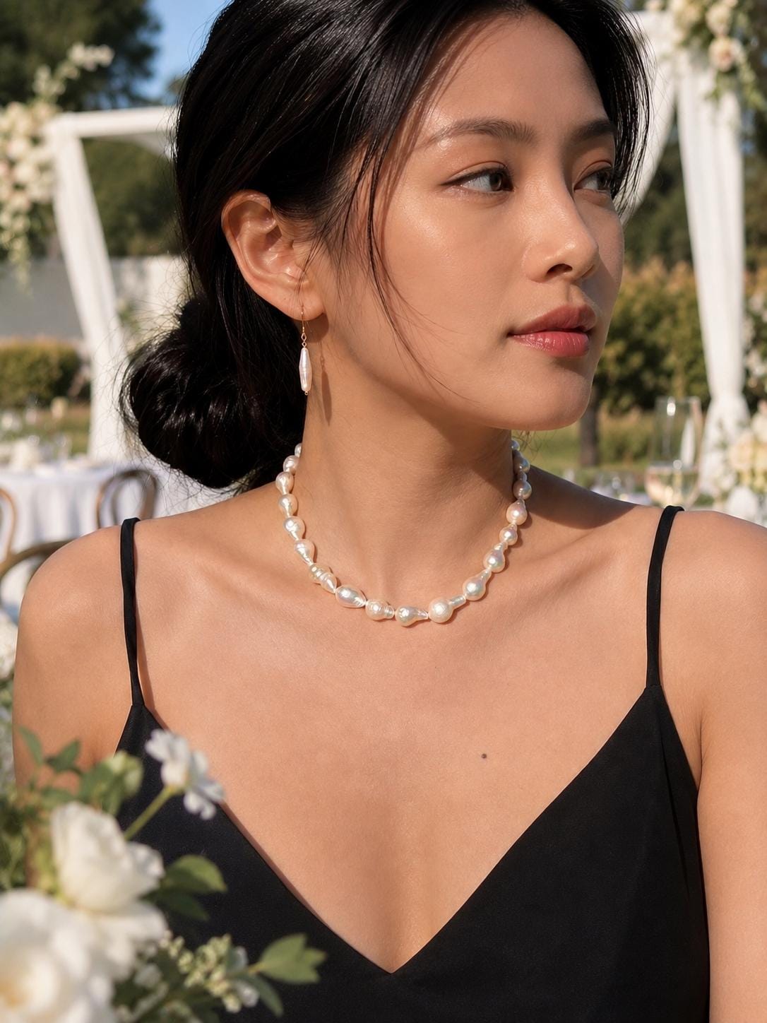 Moon Gourd – Natural White Freshwater Pearl Necklace | Large Baroque Gourd Pearls | Statement Pearl Jewelry | Handmade Gift