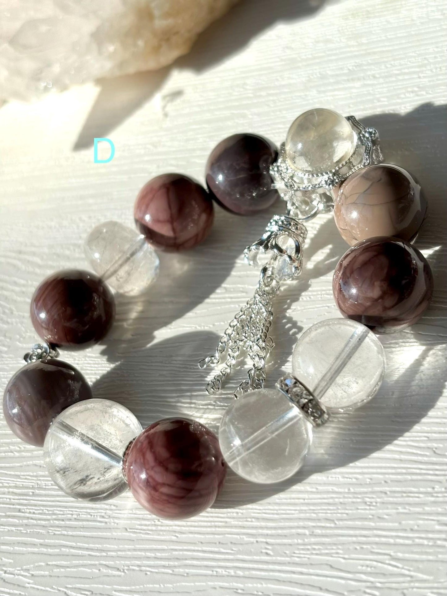 Forest Elf Crystal Bracelet | Alashan Agate & Green Fluorite Bracelet | Azeztulite Charm | Spiritual Healing Jewelry | Nature Inspired Gift