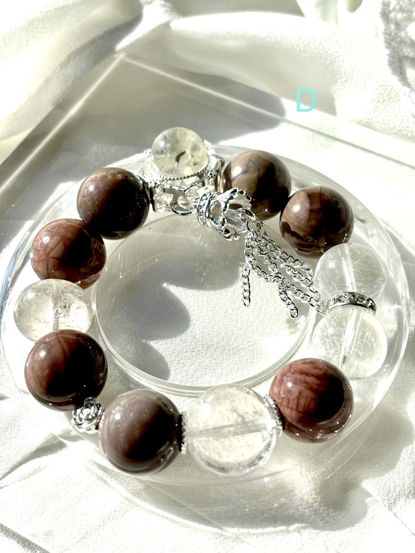 Forest Elf Crystal Bracelet | Alashan Agate & Green Fluorite Bracelet | Azeztulite Charm | Spiritual Healing Jewelry | Nature Inspired Gift