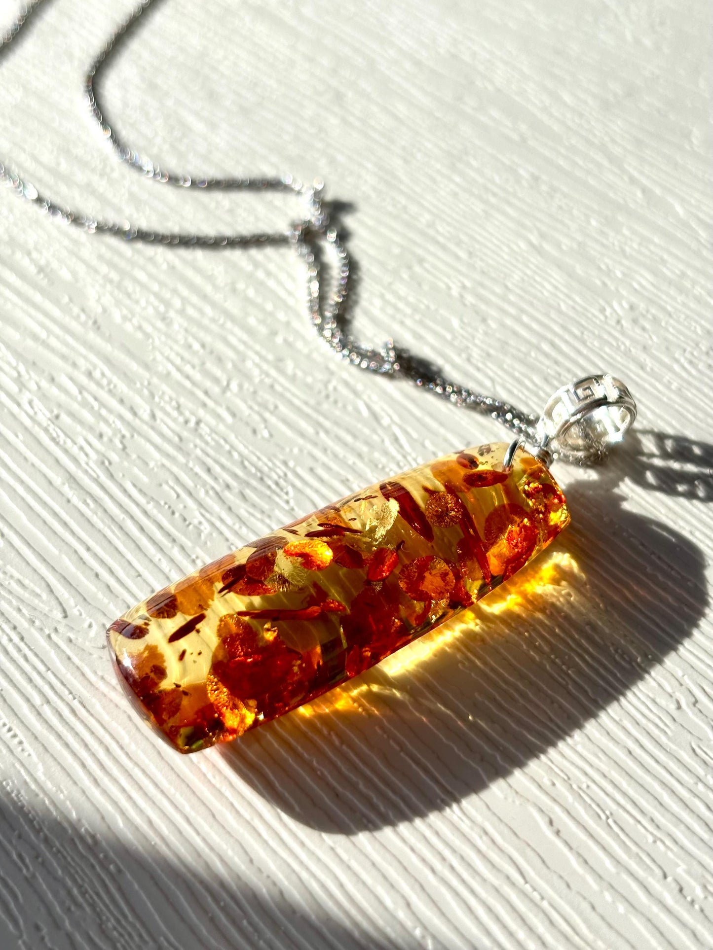 Golden Ember – Ancient Light Amber Pendant Necklace | Natural Baltic Amber | Solid 925 Sterling Silver